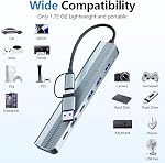 USB C Hub, 7-in-1 Adaptateur Hub Multiport avec 1*USB 3.0, 4*USB 2.0, Port de données, et USB-C Port chargé, USB Dock pour MacBook Pro, Galaxy, iMac, iPad