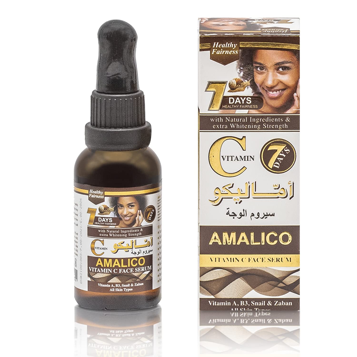 Shoppaik Amalico Vitamin C Face Serum | 30 ML | Vitamin C, A, B3, Snail, And Zaban | Extra Whitening Strength