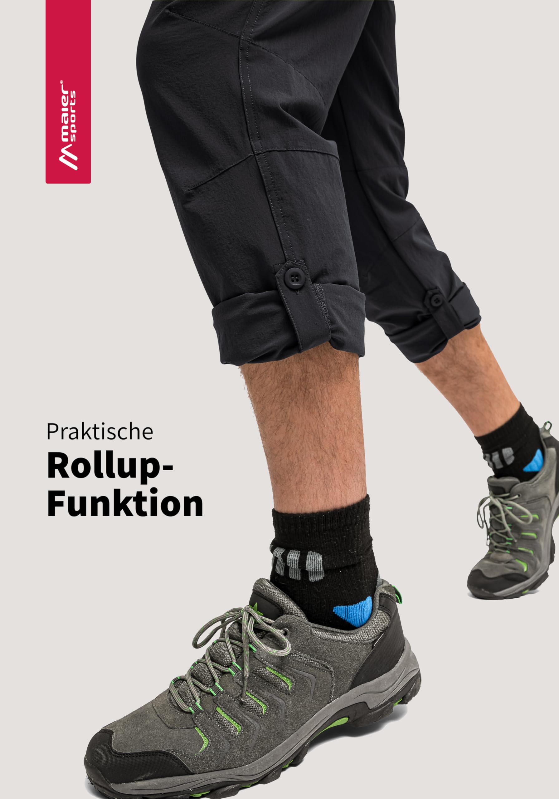 maier sports Nil, Pantaloni da Trekking da Uomo, Pantaloni Outdoor idrorepellenti per Il Trekking e l'escursionismo, Senza PFC, MSTRETCH PRO 4 & Dryprotec, Funzione Roll-up