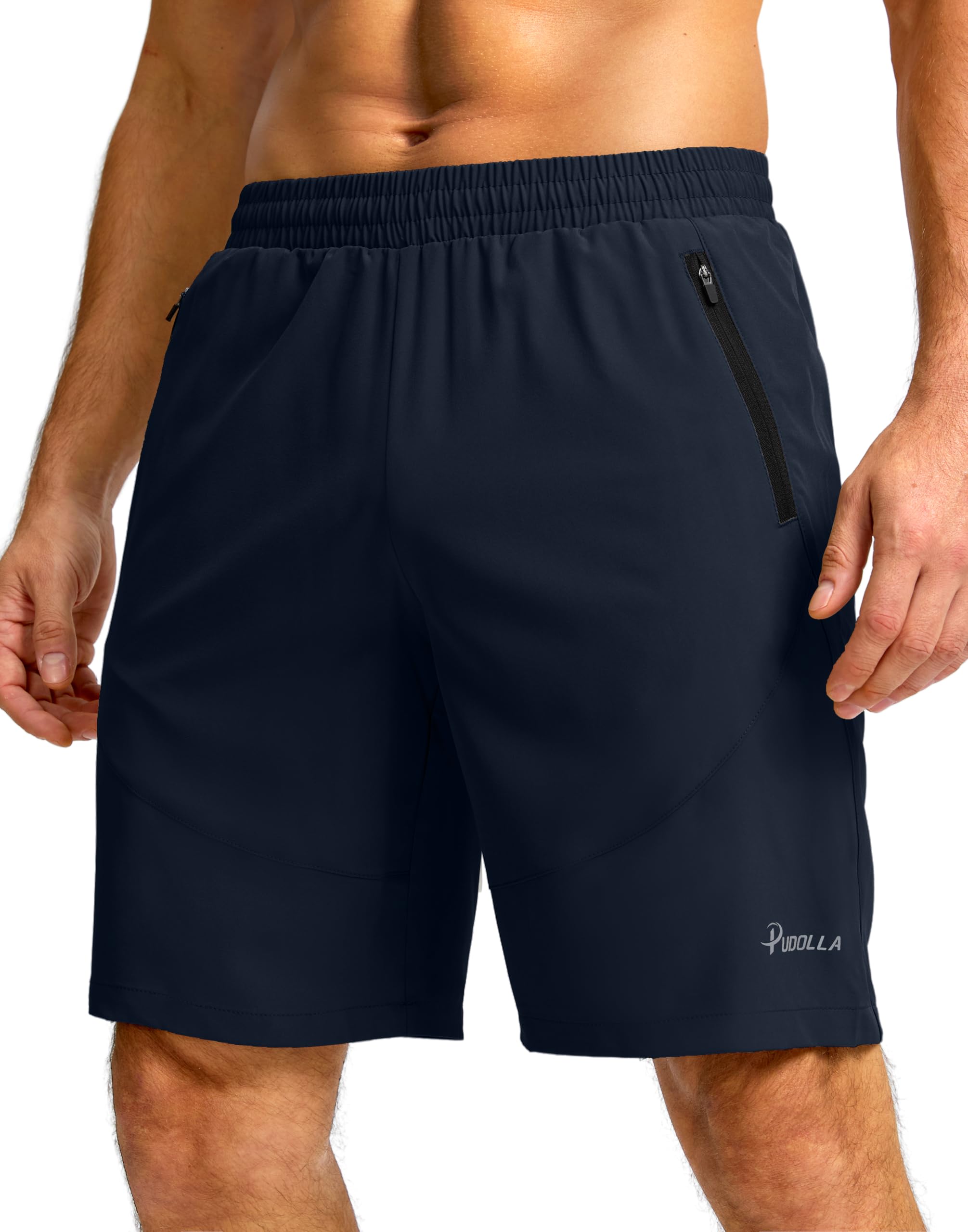 Pudolla Mens Workout Running Shorts 7 5 9 Lightweight Gym Athletic Shorts for Men with Zipper Pockets