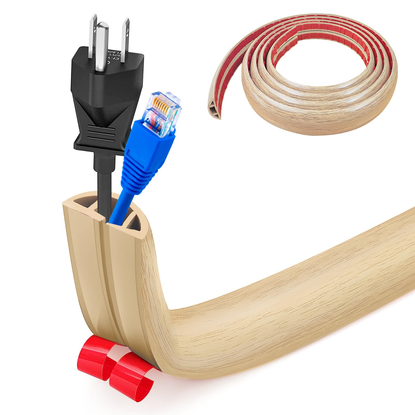 Pasacables Suelo, Canaleta Cables Suelo, 3.0M x2cm Protector de Cables para Suelo, Cubiertas de Suelo para Cables Autoadhesiva Montaje para Todos los Hogar, Oficina, Escuela,Almacén(Blanco-Redondeado) — view 29