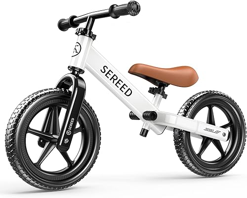 SEREED Bicicleta de equilibrio para niños de 2 a 5 años, sin pedales, ajuste sin herramientas, regalo para niños de 2 a 3 años, placa personalizable