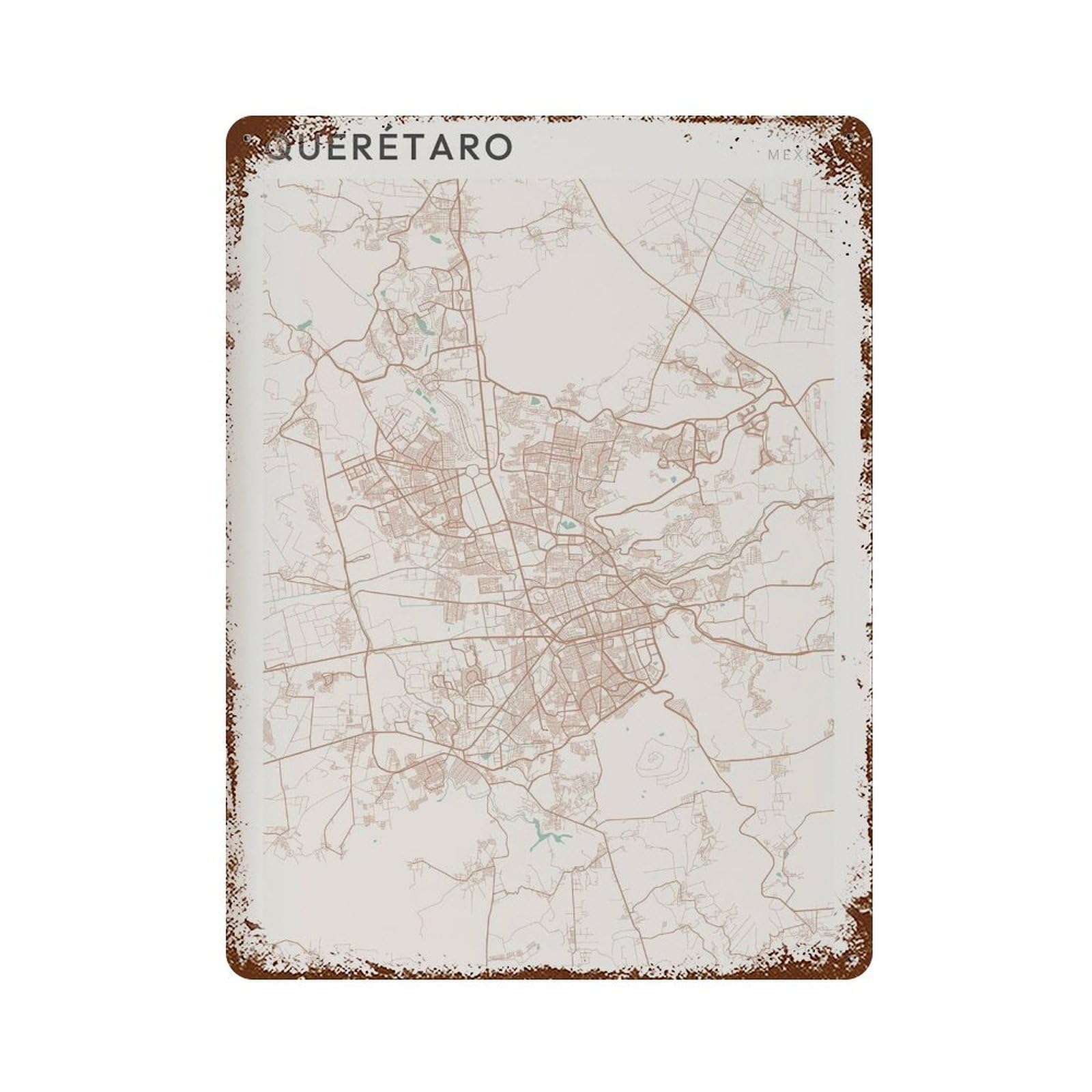 xiaoxiaoshen Queretaro Map Mexico Travel Gift Farmhouse Decor Wall Decor Art Metal Tin Poster Modern Home Decor Art Home Bar Shop Decorations Vintage Sign 40x30cm