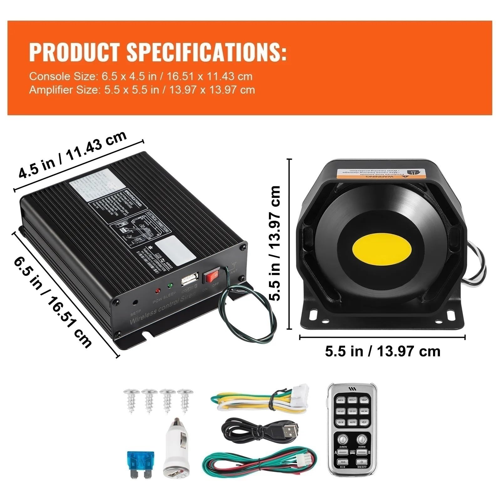 Autoalarmanlage Anti Diebstahl 200 W 12 V lauter Auto-Warnalarm, Polizei, Feuersirene, PA-Lautsprecher, MIC-System for alle spezifischen Fahrzeuge(Suit A)