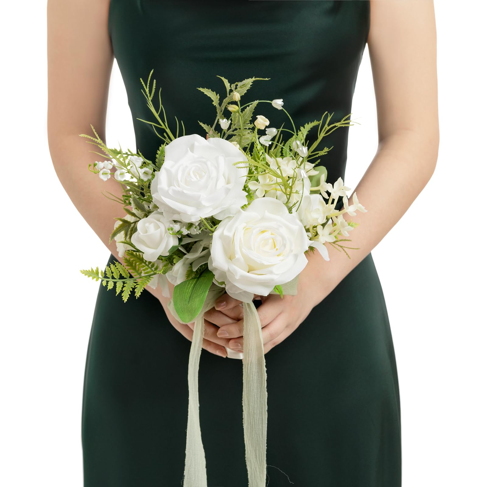 Ling's Moment künstliche Blumen rosa Brautjungfer Blumenstrauß, staubige Rose Hochzeit Blumensträuße für Brautjungfern, 7 Zoll Brautsträuße für Brautjungfern, Hochzeit, Zeremonie, Jubiläum, etc