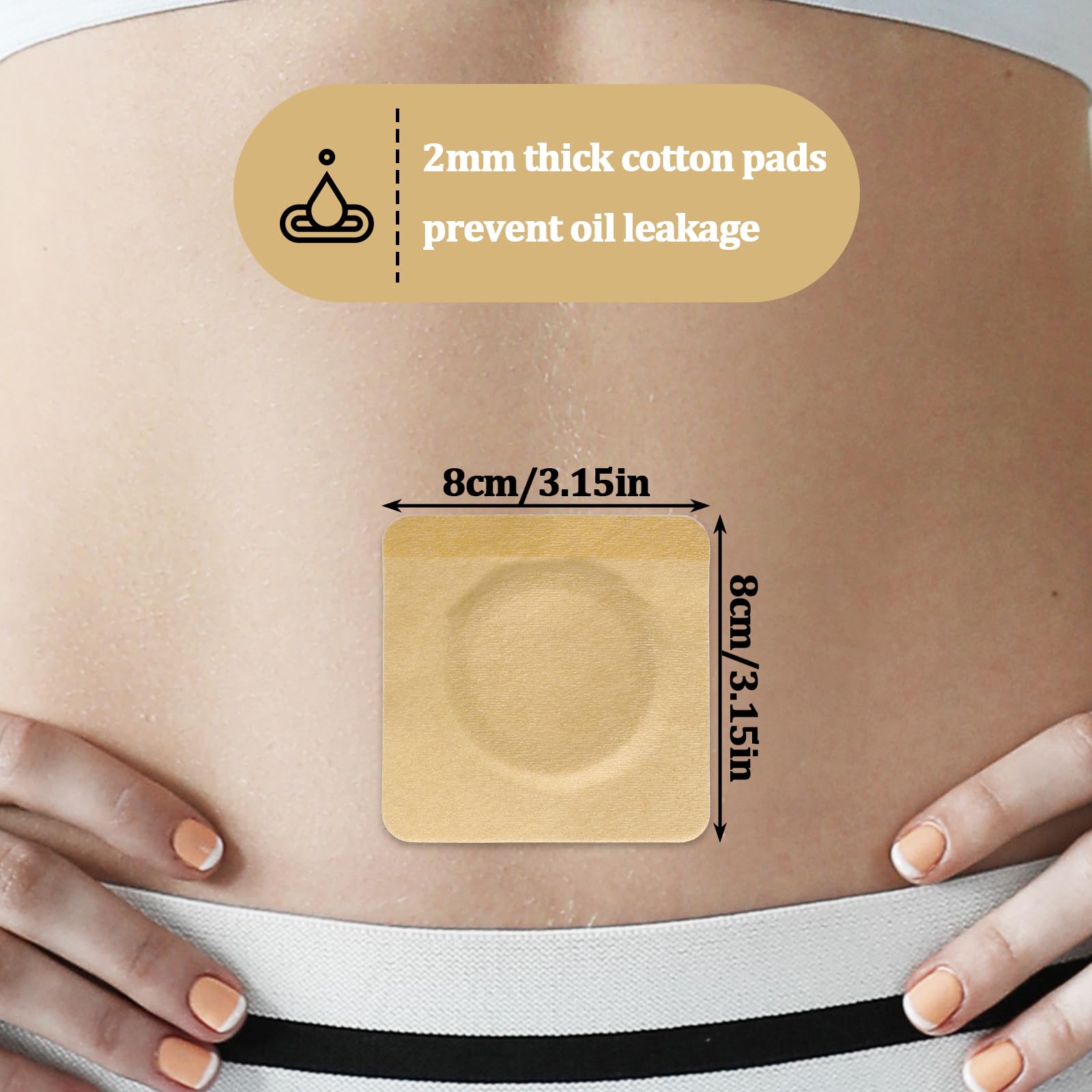 50Pcs Castor Oil Patches in Belly Button, 3.15 x 3.15inch Highly Absorbent Self-Adhesive Castor Wrap Organic Cotton, No Wash, Easy to Use, Anti-Seepage(Oil Not Included)