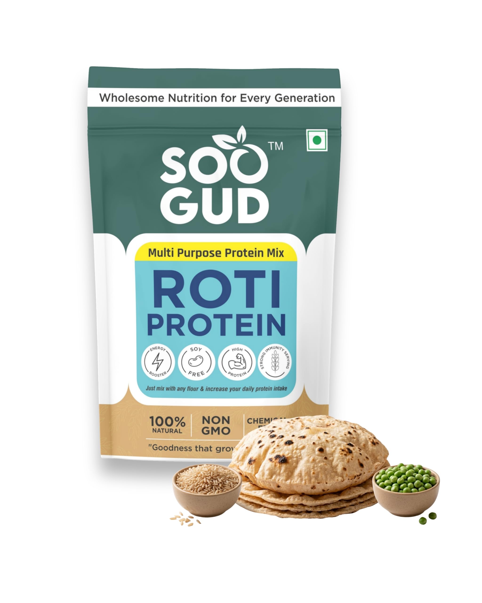 SOO GUD Roti Protein Mix 250g | Protein Powder for Atta | High Protein Flour Additive for Chapati & Roti | 100% Natural, Non-GMO, Chemical Free Daily Nutrition Mix (250 GM)-image-11
