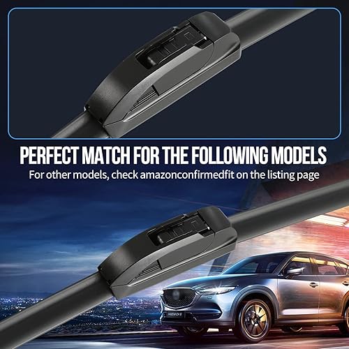 Miniatura 2 de WENYANT 22+20+10 Compatible con Jeep Compass 2016-2017 JU Hook Front and Rear - Limpiaparabrisas delantero y trasero, repuesto para automóviles