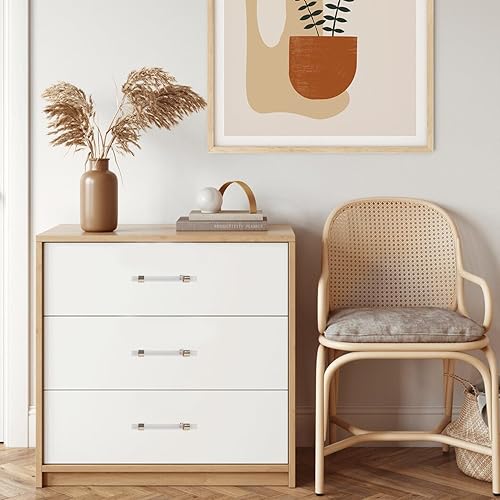 Miniatura 5 de Paquete de 5 manijas acrílicas para gabinetes, modernos tiradores de cajones dorados, manijas de gabinete de cocina, tiradores de cajón para