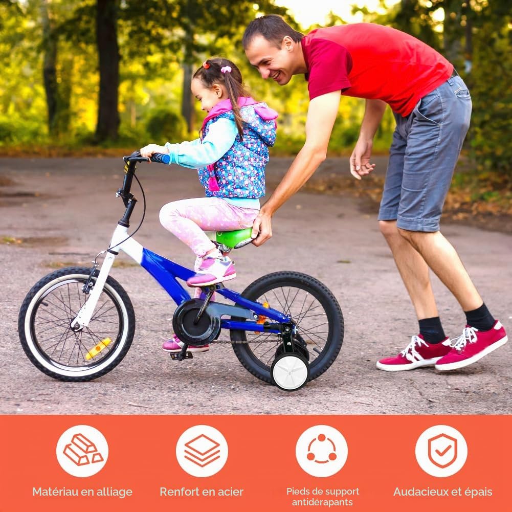 Roue stabilisatrice universelle pour vélo de montagne pour enfant 16/18/20/22/24 pouces, noir, argent, acier