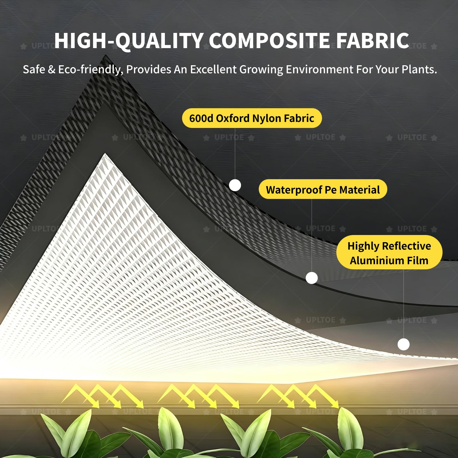 Kit Completo De Cultivo De Plantas De Interior con Luz Led 200W, Carpa 600d, con Bandeja Extraíble, 2 Ganchos, 1 Bolsa De Cultivo, 1 Temporizador Mecánico Y Termómetro E Higrómetro