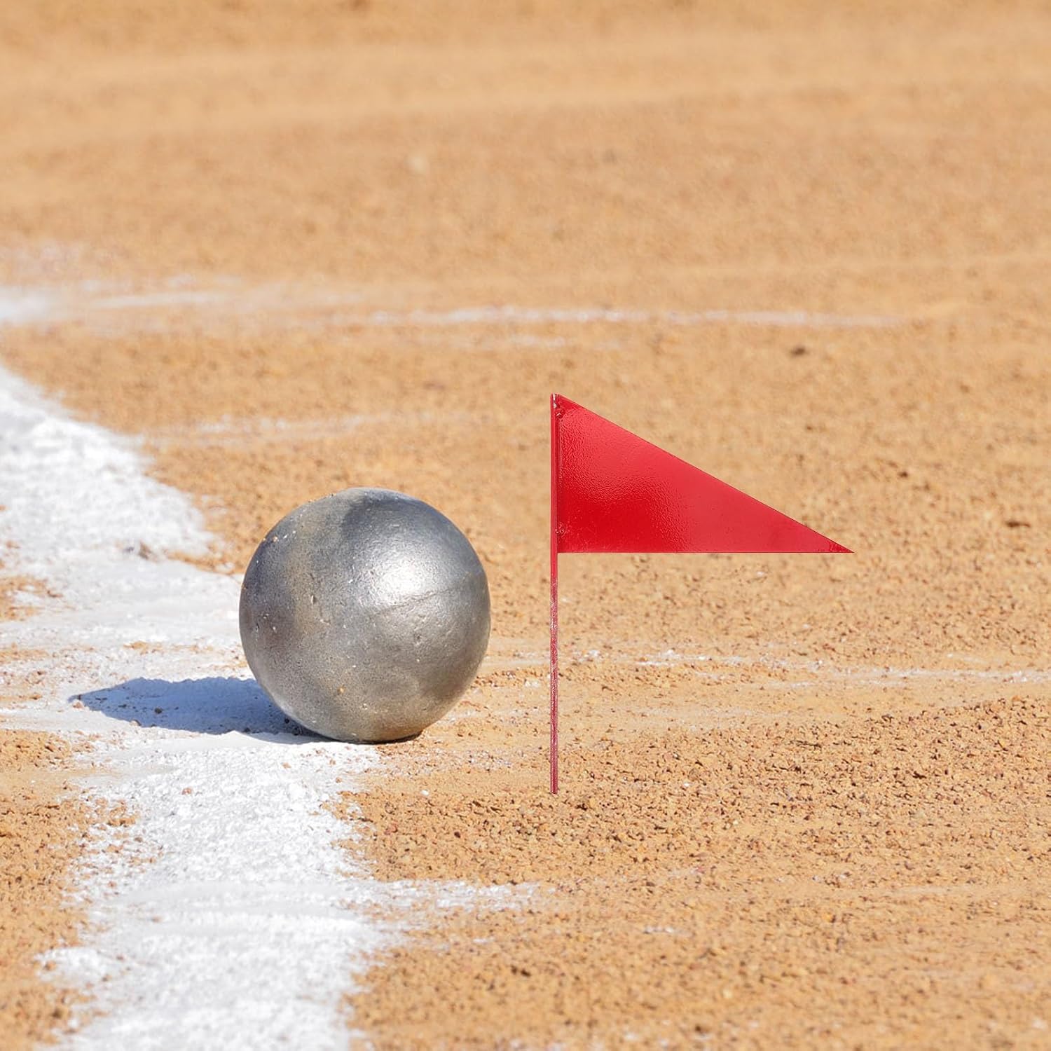 Track and Field Flag Set 2pcs Solid Triangle Iron Stick Flags Shot Put Marker for School Sports Outdoor Competition