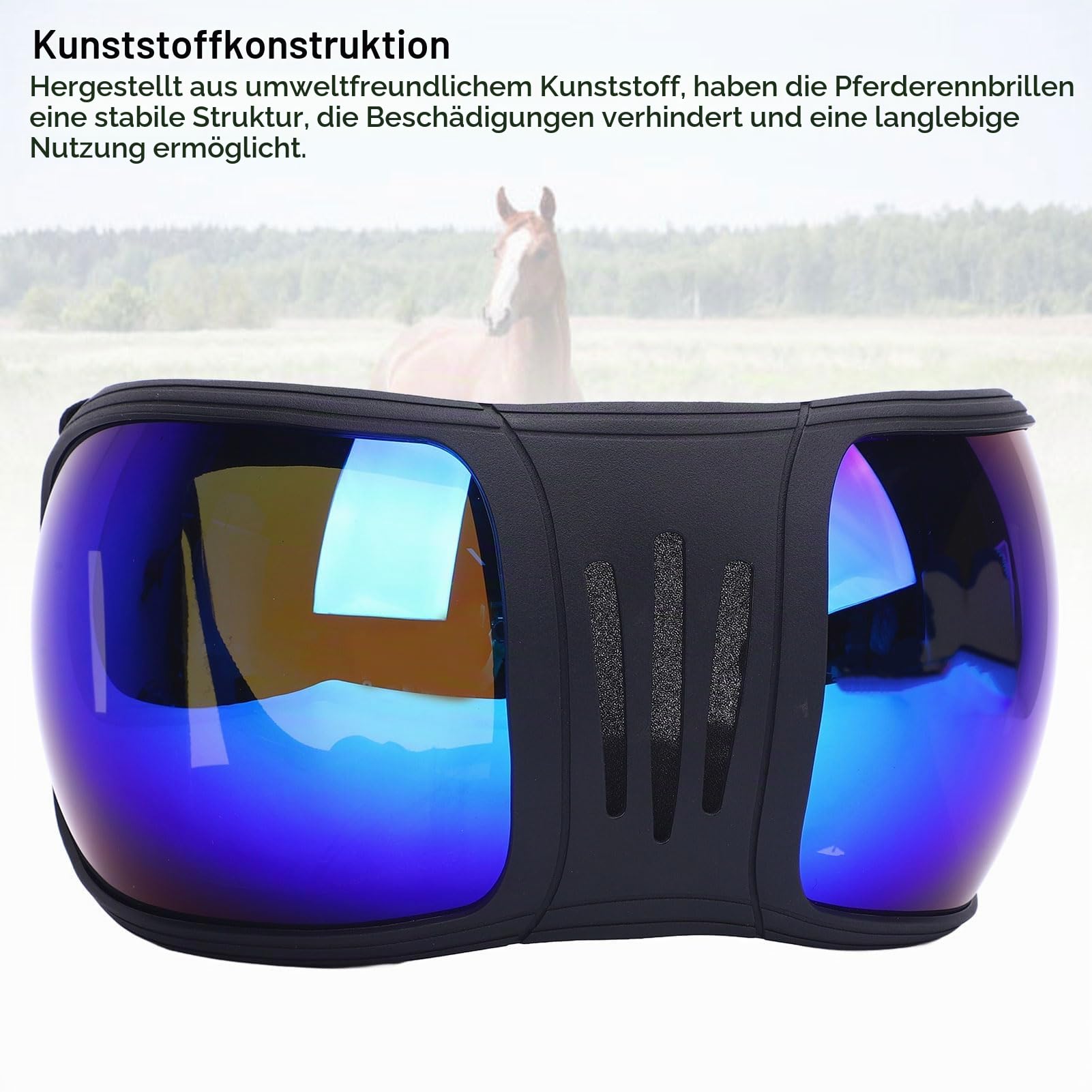 Pferde Renn Brille, U V-Schutz REIT Brille, Windschutz Schutz Sandschutz, Kunststoff für Sport Pferde Sonnenbrille für Geschirr Zubehör