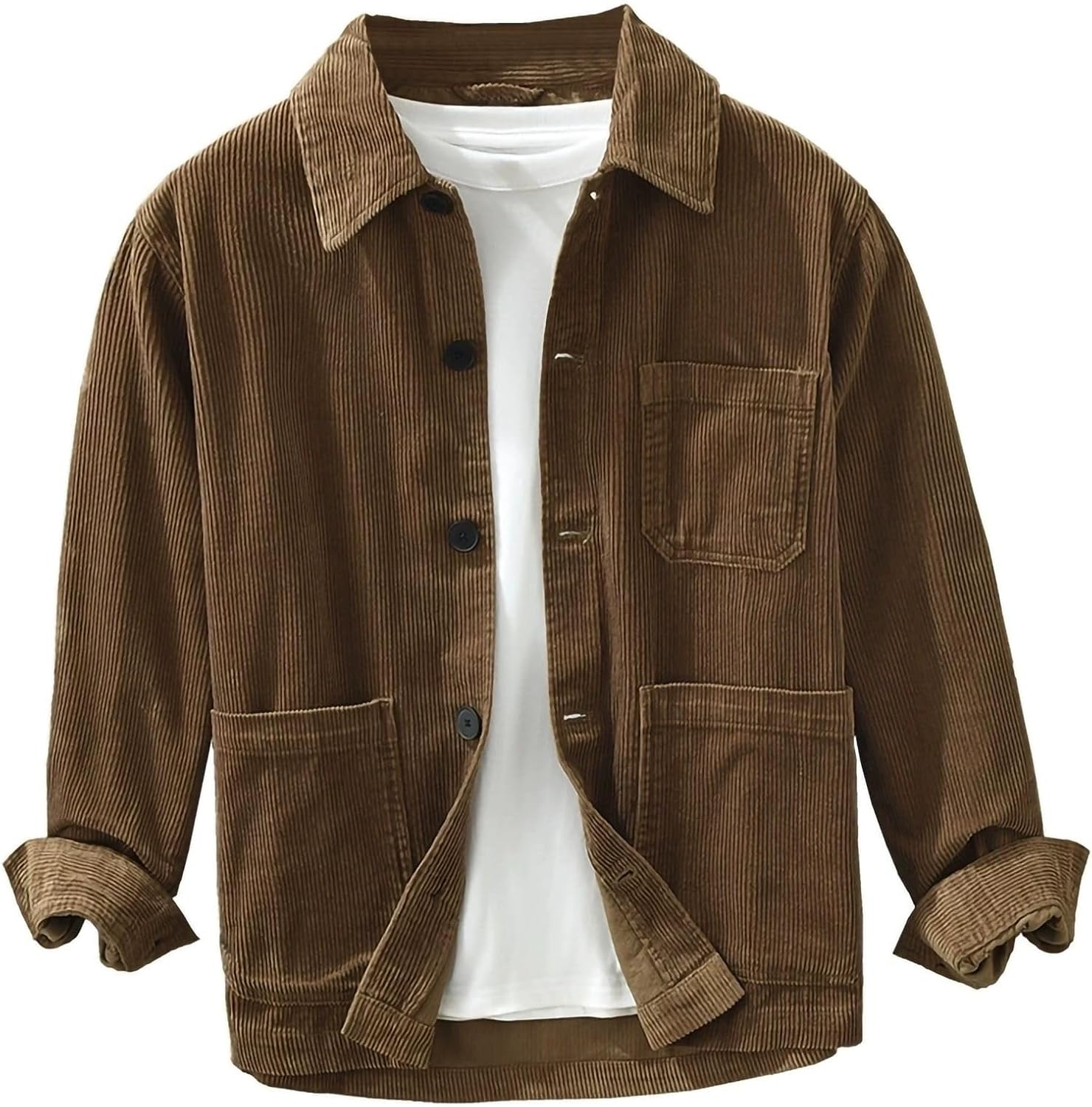 Workwear Long Sleeve Shirt Men's Casual Corduroy Loose Top Coat