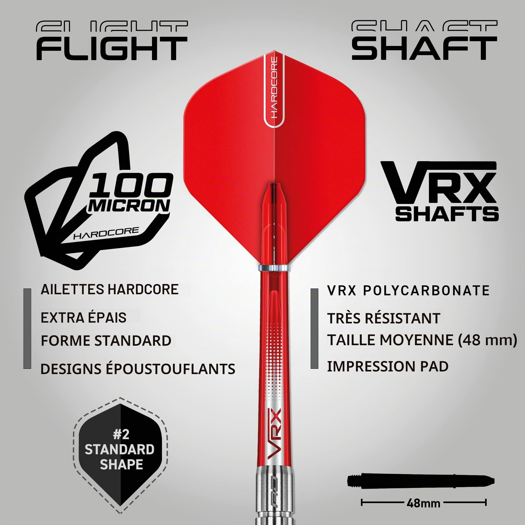 RED DRAGON Hell Fire 22g, 24g ou 26g Fléchettes Pointes Acier avec Ailettes et Tiges de Flechettes
