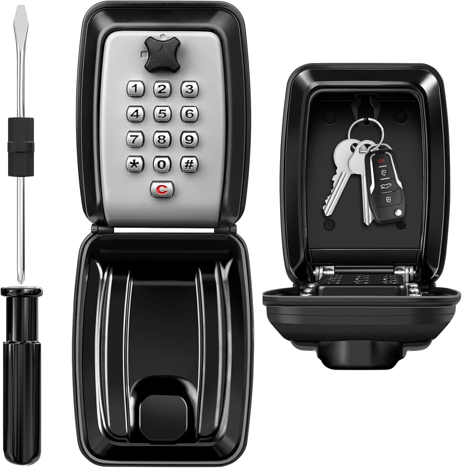 OdluzyKey Lock Box Wall Mount, 12-Digit Combination Lock Box, Outdoor Spare Key Hider Waterproof Security Lockbox, Large Capacity Key Storage Box for Realtors/Home/Warehouse/Garage/Office