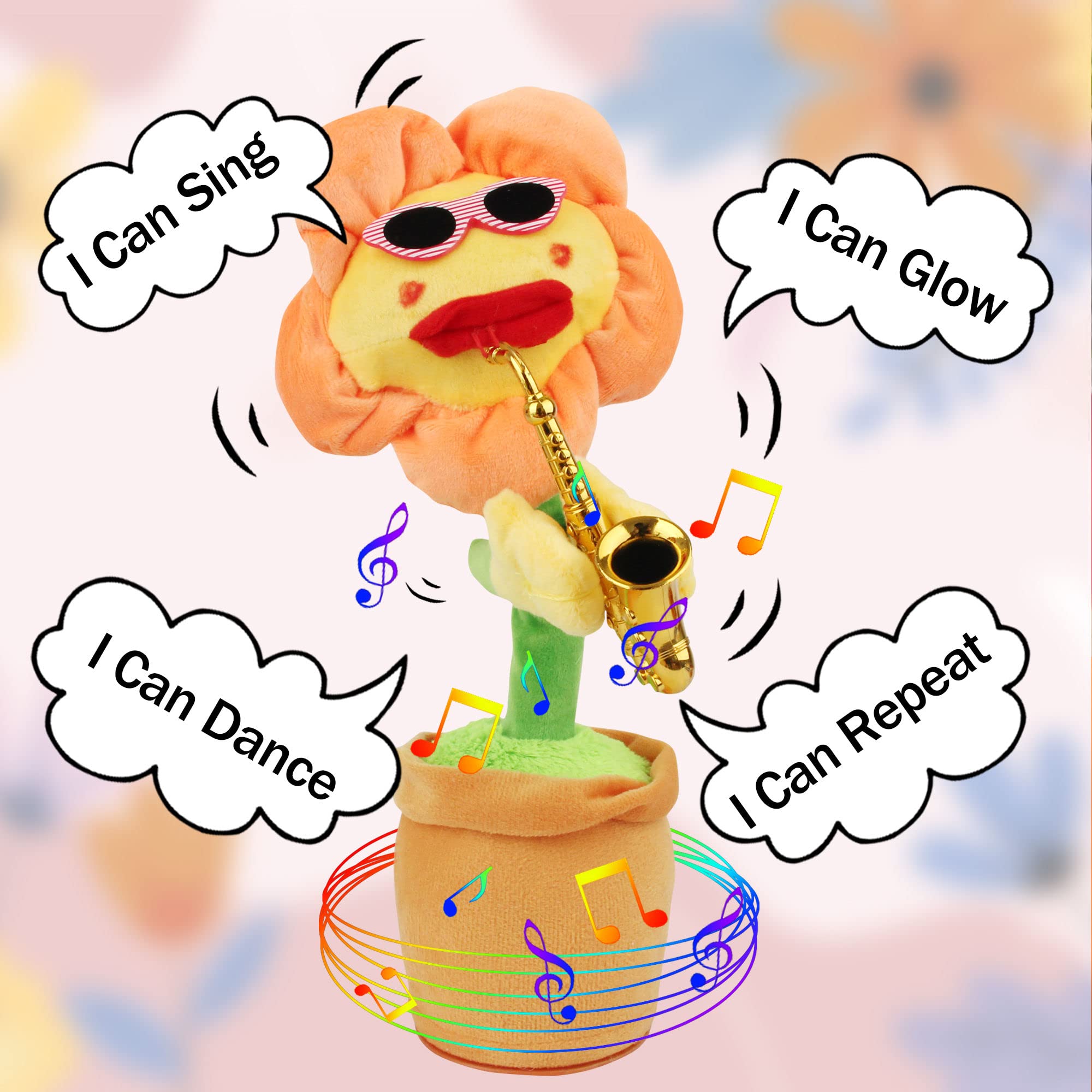 Amazon.co.jp: MVZKS 踊るひまわり 歌う 話す 繰り返し録音 光る