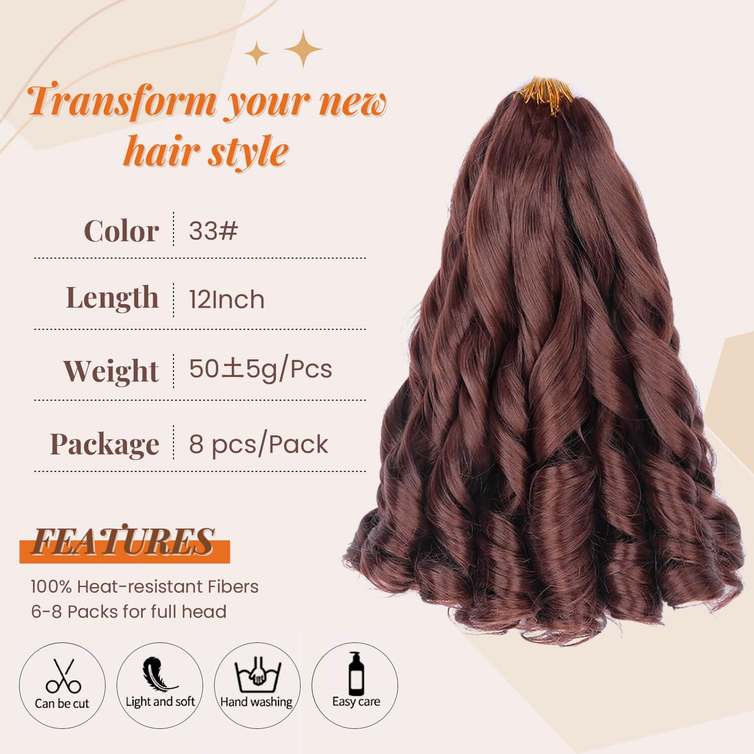 Flyroseing 8 Pcs Curly Braiding Hair - Image 2