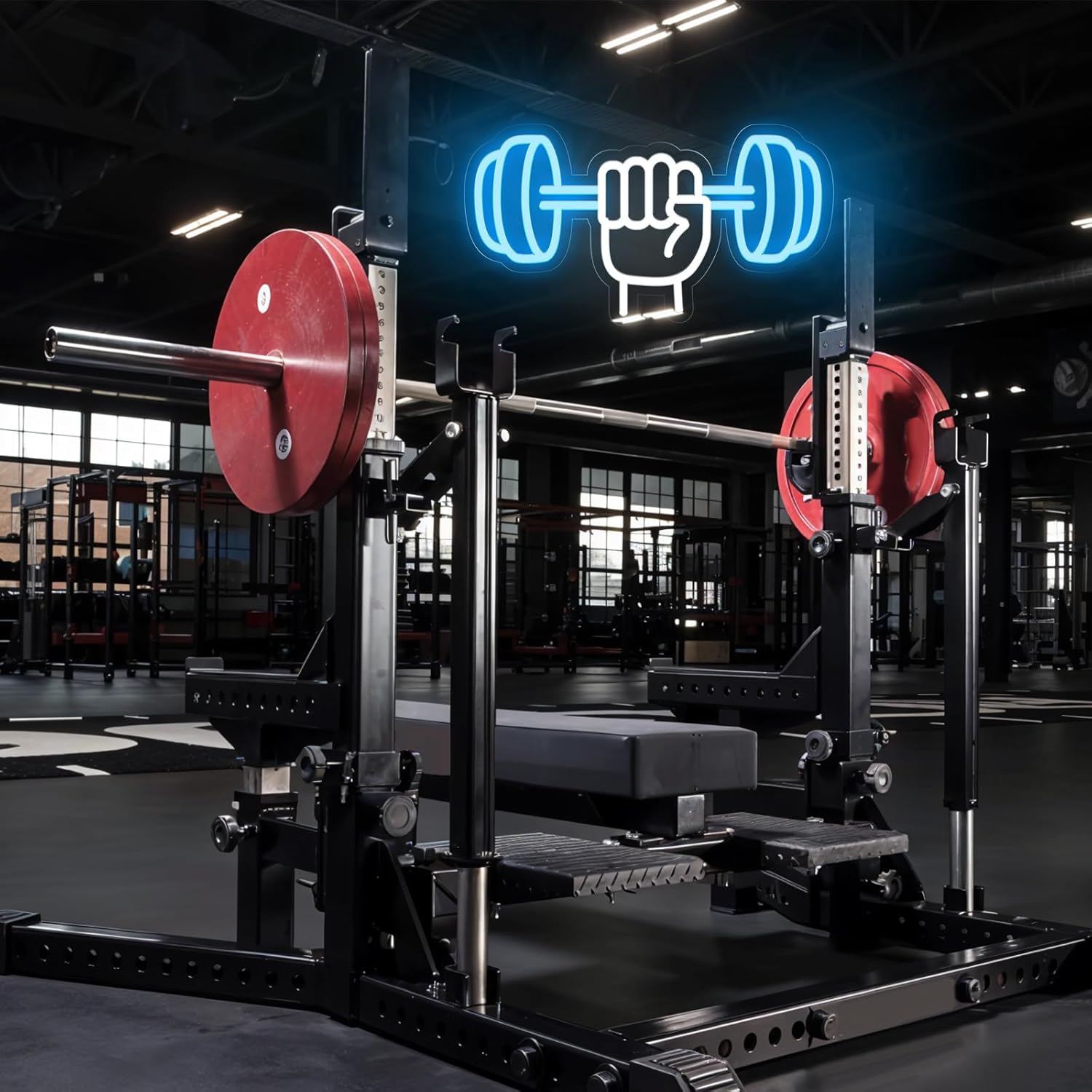 Gym Neon Sign, Led Dumbbell Neon Signs Decor Dimmable Barbell Light Neon Sign, Powered by USB Sports Neon Signs for Gym Wall Art Birthday Bedroom Gym Club Shop Decor（Blue，White） - Image 6