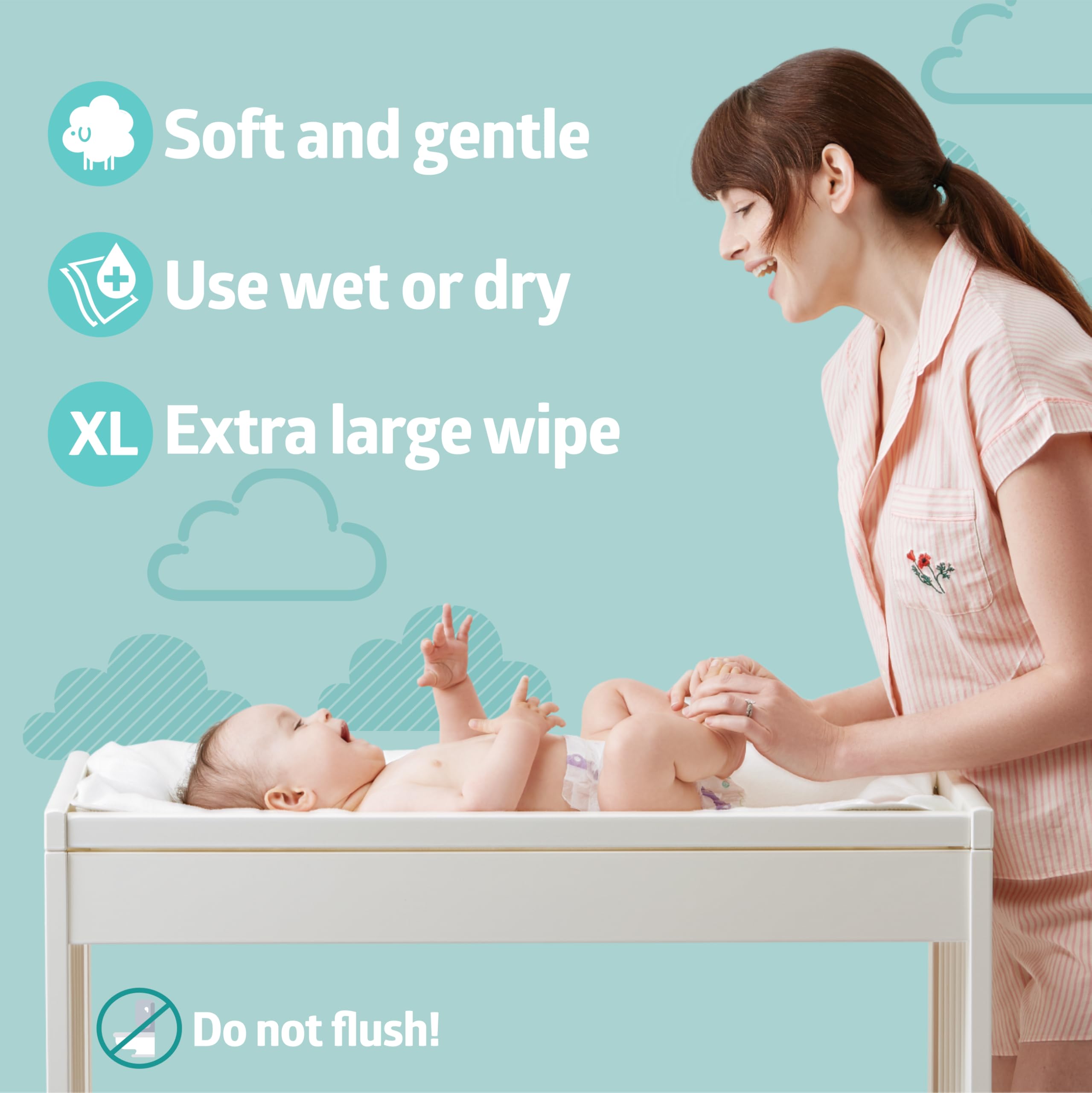 Medline Babysoft Einweg-Trockenreinigungstücher, Case of 500, 500