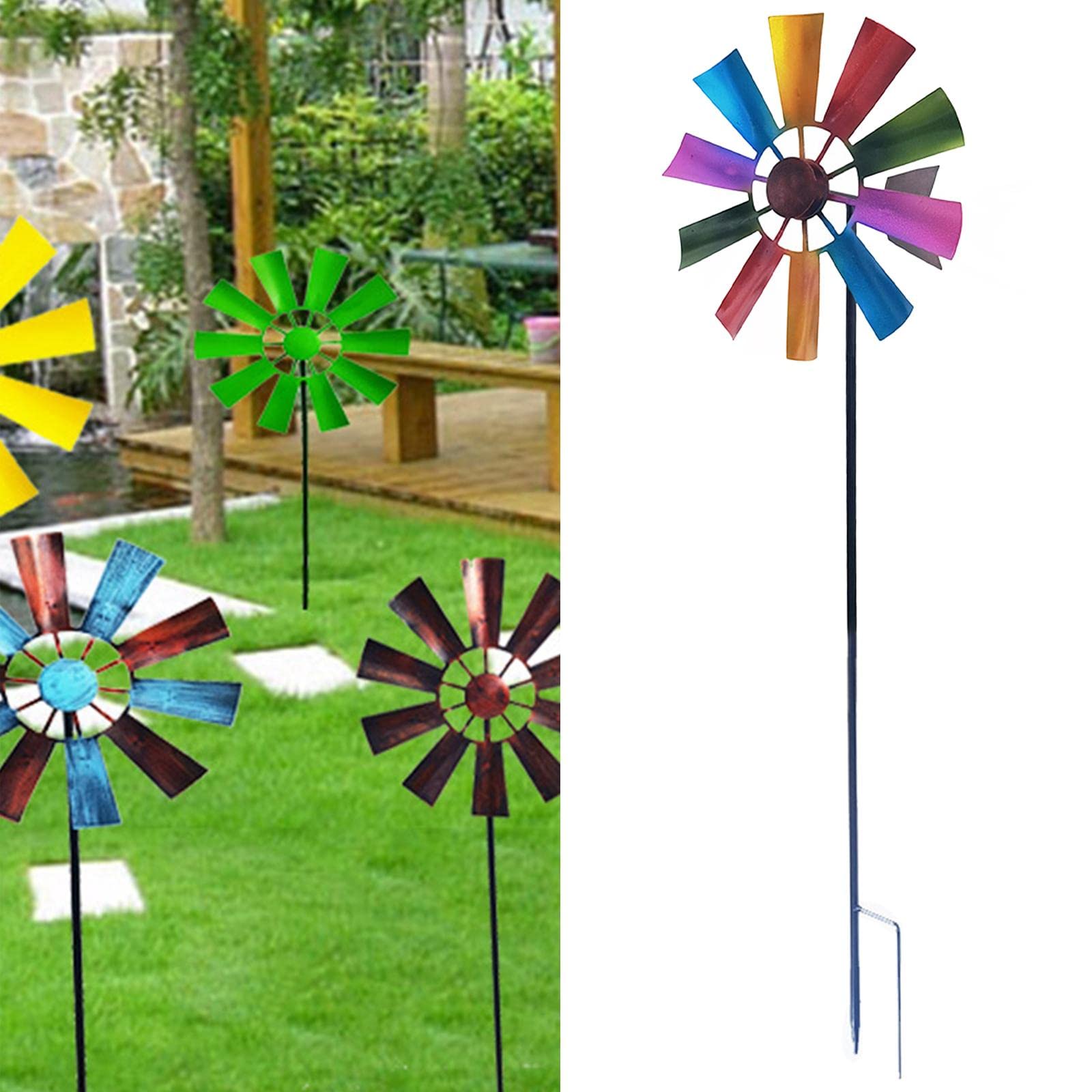 TOG Metal Wind Spinner Garden Windmill Outdoor Yard Lawn Pinwheel Decor Multicolor Iron Weather Resistant - Image 8 thumbnail