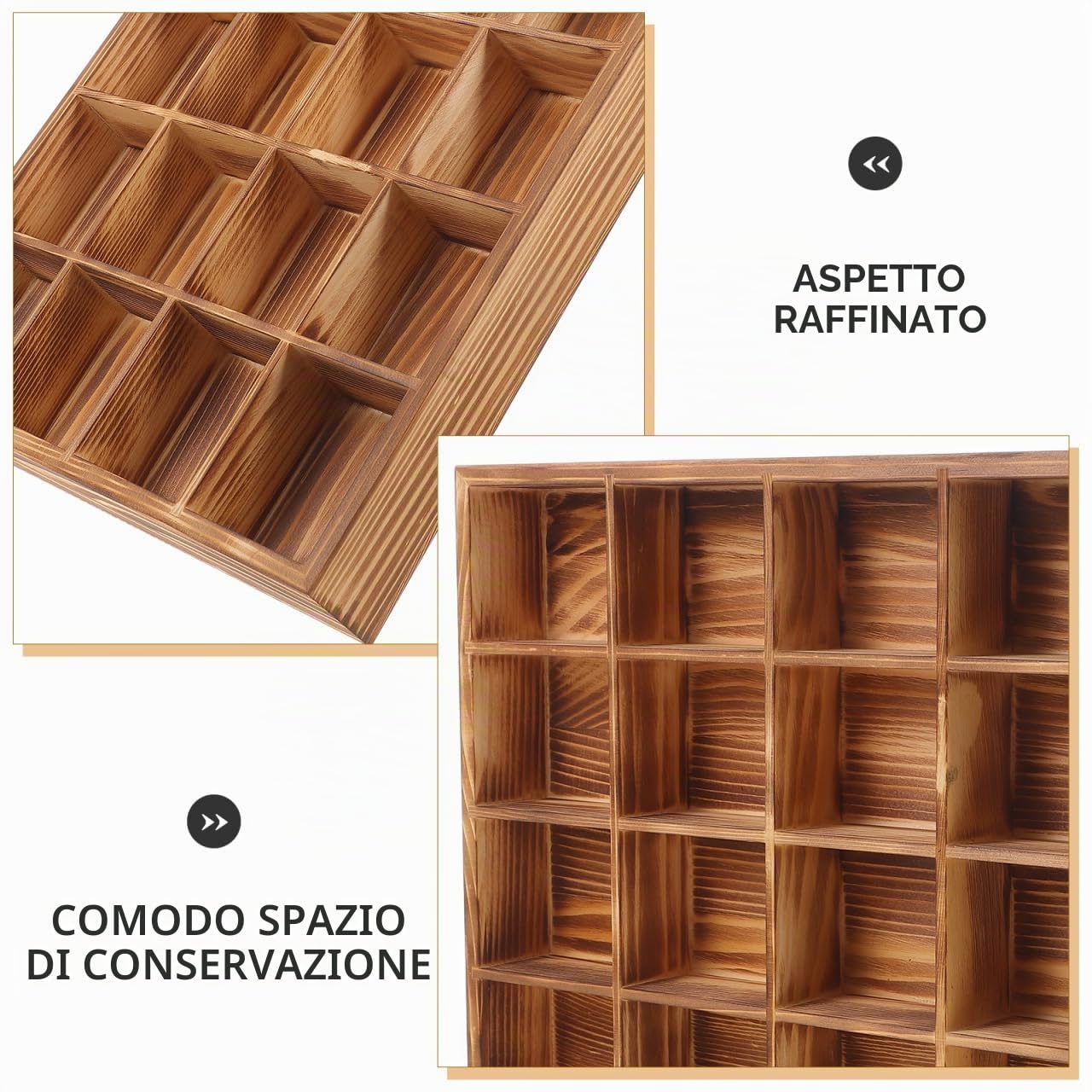 ABOOFAN Scatola Organizer in Legno Con 20 Scomparti Per Calzini E Biancheria Intima Divisorio Per Cassettiera Per Riporre Cravatte Cinture E Accessori 13.11X9.17X1.54In
