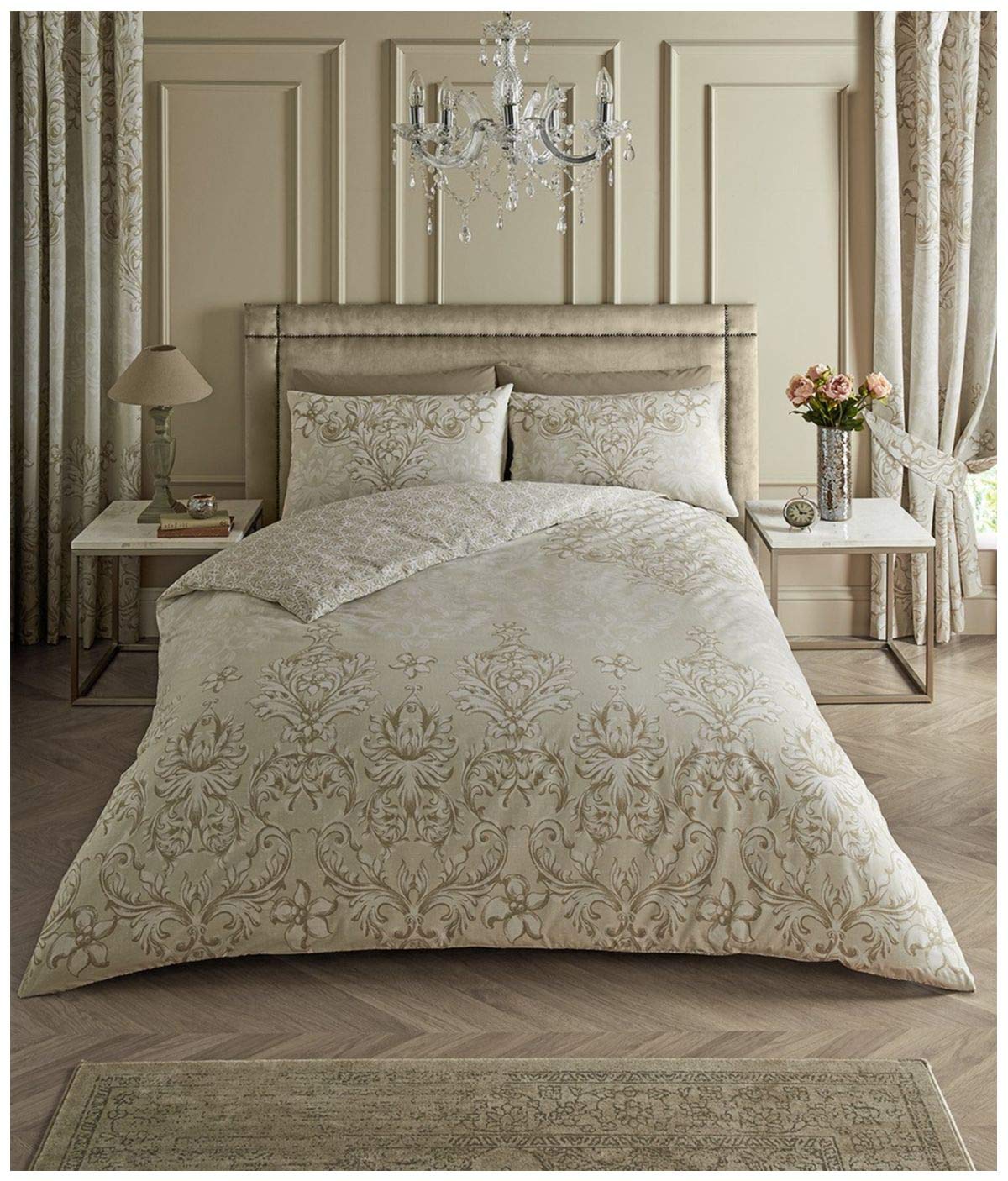 GC GAVENO CAVAILIA Printed Duvet Cover Sets, Reversible Bedding Bed Set, Polycotton Quilt Covers, Antoinette-Natural, Single