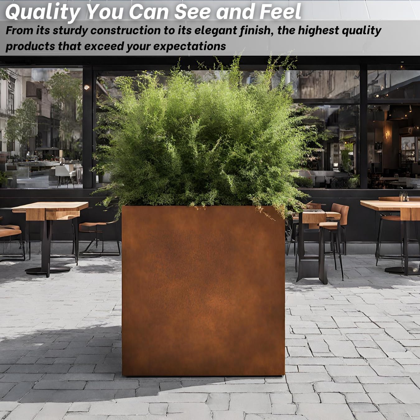 Corten Steel Planter Cube Square for Outdoor - Metal Planter Box - 20x20x20 inch - Flower Pot for Garden, Front Door, Patio, Commercial, Farmhouse, Industrial - Cubic Plants Container