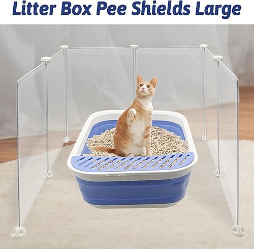 Miniatura 7 de VCEPJH Caja de arena extragrande para gatos, protector contra salpicaduras de 24 x 22.8 x 15.7 pulgadas de alto, escudos de orina para caja de arena