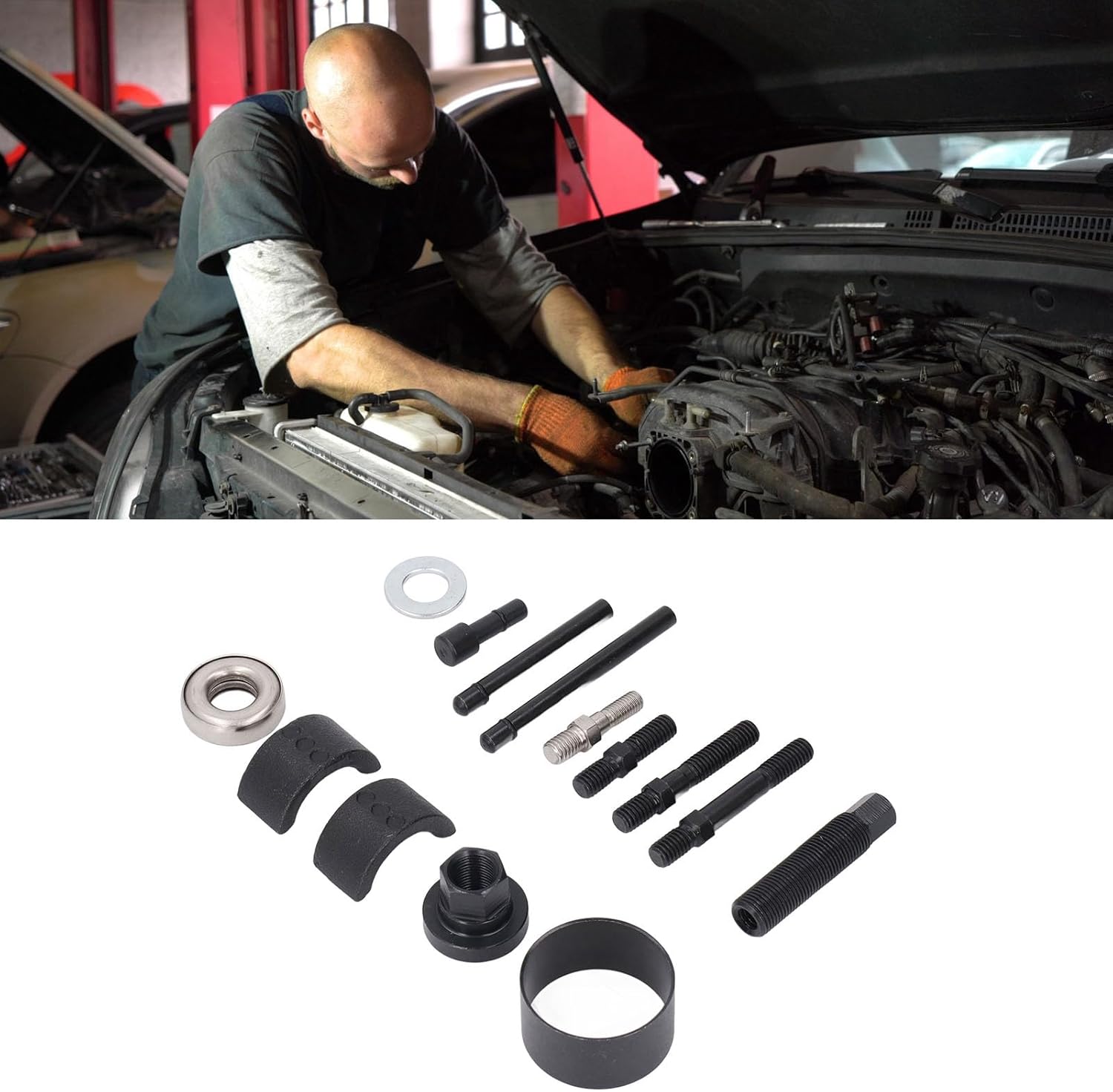 14Pcs Steering Wheel Puller Kit, Steering Wheel Removal Tool Set, Accuracy Portable Automotive Repair Tools with Reversible Claw for Steering