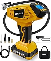 SYPOUSY Cordless Tire Inflator 160PSI: 4X Faster Portable Air Compressor, Dual Power 20V Battery & 12V DC, Auto Shut-Off for Cars, Bikes, Balls