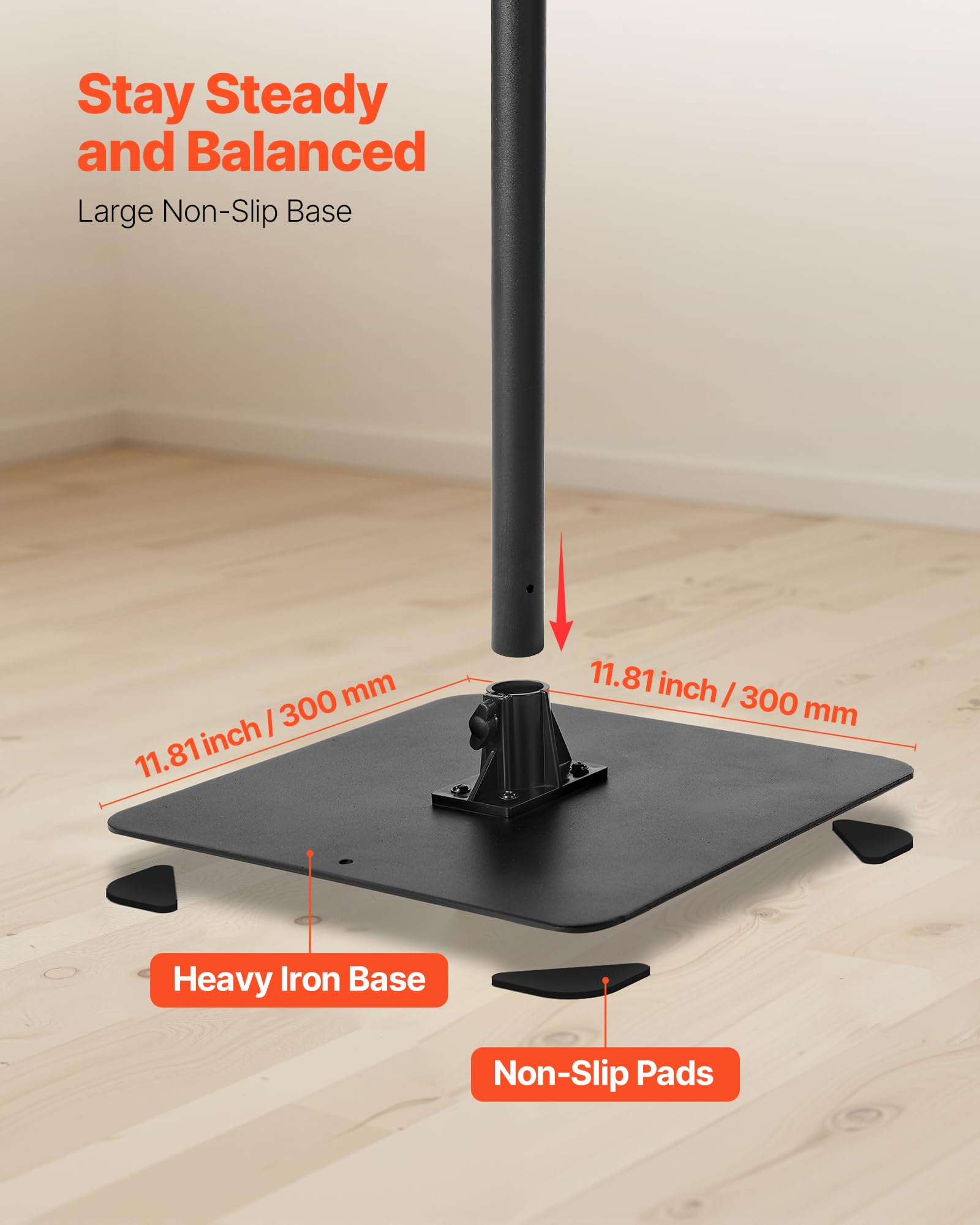 VEVOR Supporto per Proiettore Mobile da Terra da 30 x 40 x 157 cm, Altezza Regolabile da 72 a 157 cm, Supporto da Pavimento Girevole a 360° per Proiettori, Multifunzionale per Film all'Aperto