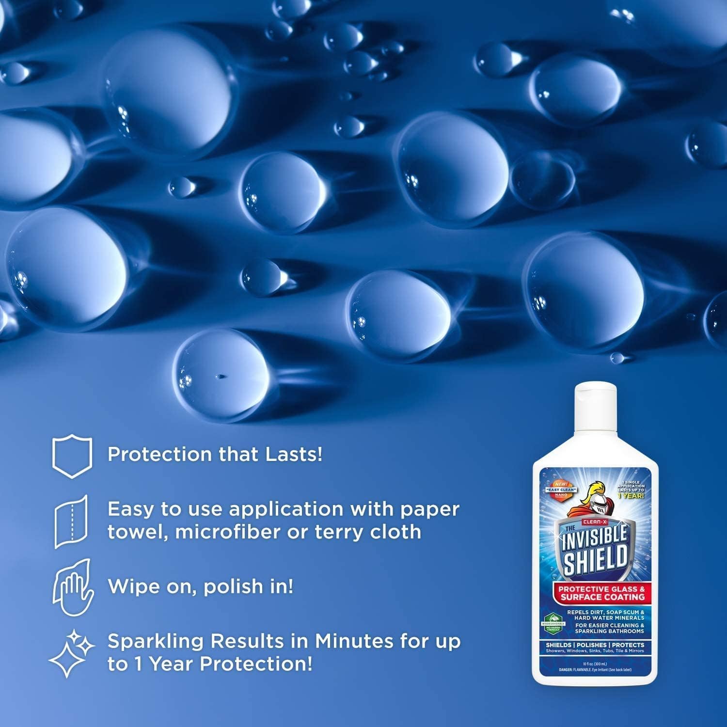Invisible Shield Glass Essentials Shower Door Protectant and Water Spot Remover Kit 32 oz