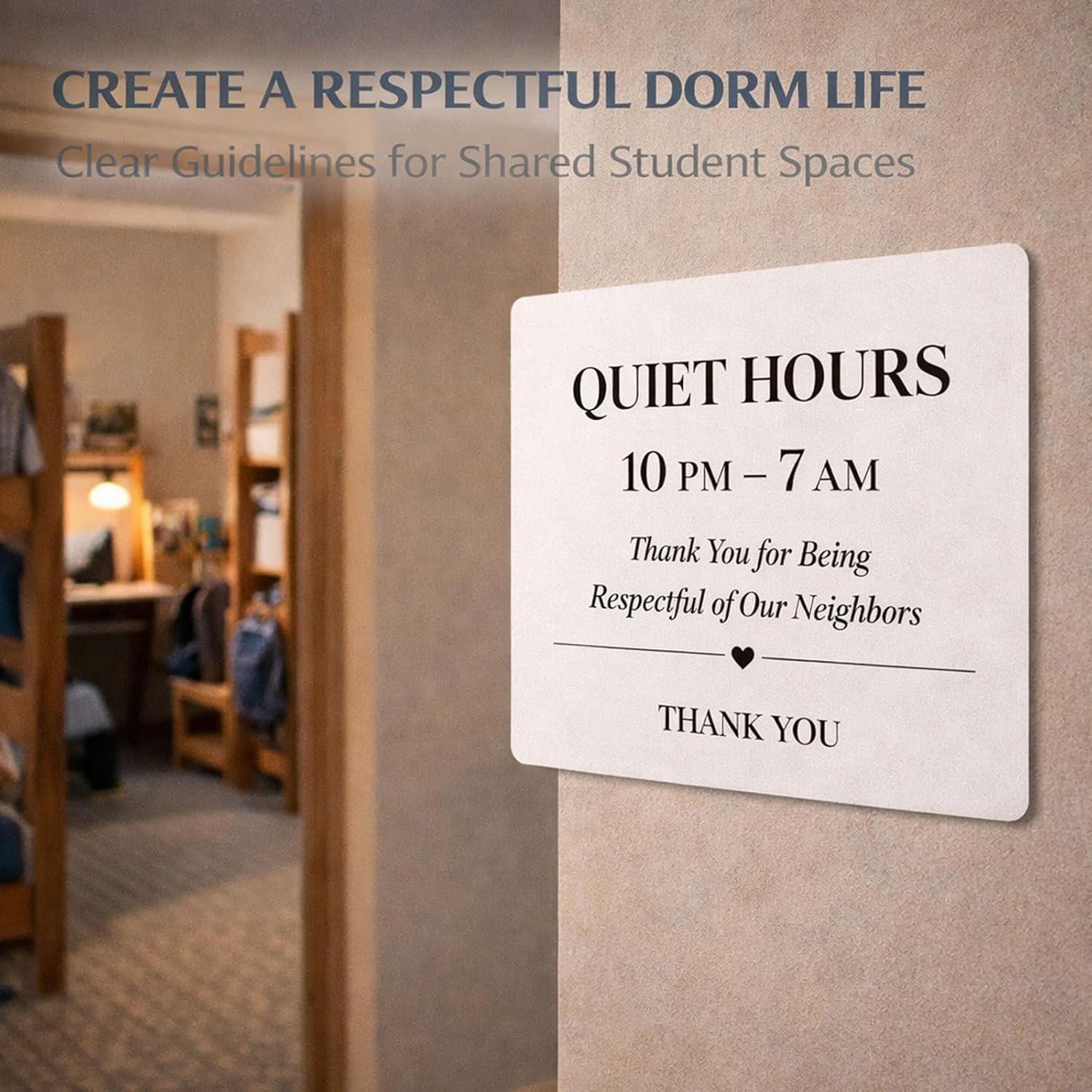 Quiet Hours Sign Acrylic: Modern Night Silence Reminder 1 Pc, 7x5" Self-Adhesive for Hotel Door Wall, Vacation Rental Guesthouse Bedroom Apartment Decor Notice Plaque
