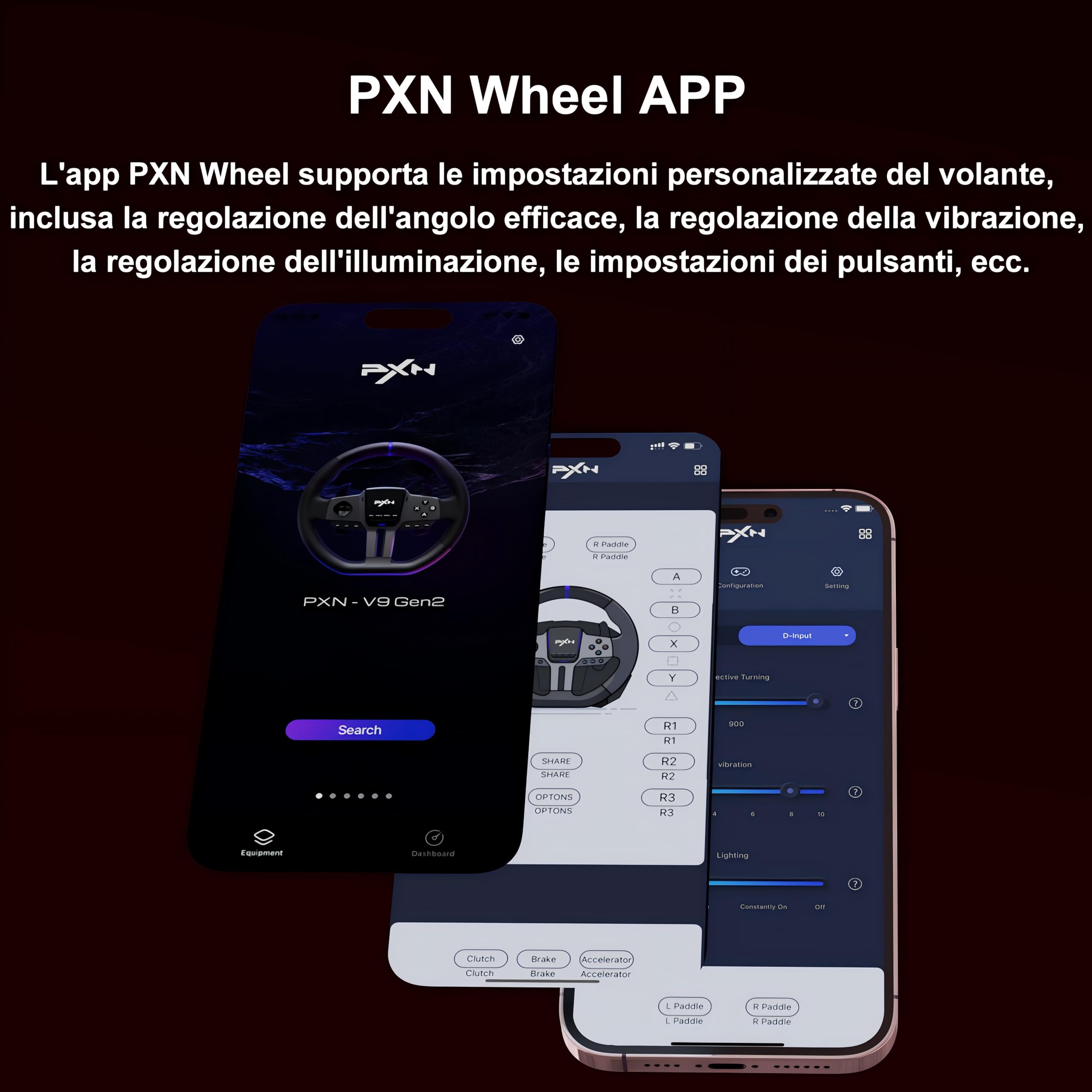 PXN V9 GEN2 Volante PC, Volante PS4 con Paddle Shifters, Pedale ad Effetto Hall, Cambio 6+R, App, Volante da Corsa per Xbox Series X/S, Xbox One, PC, PS4, PS3