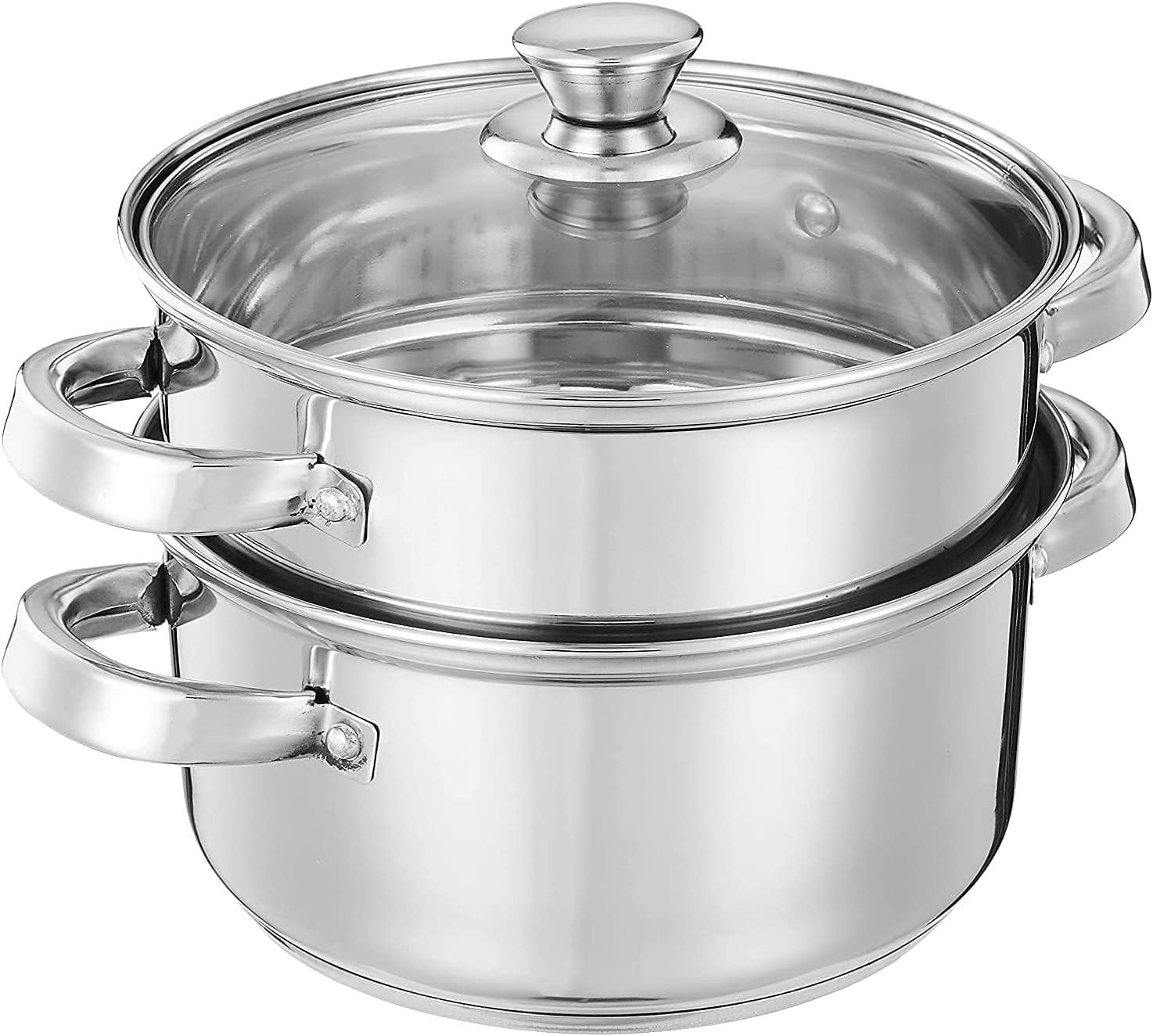 KSJONE Heavy Duty Stainless Steel 3 Piece Steamer Pot Set