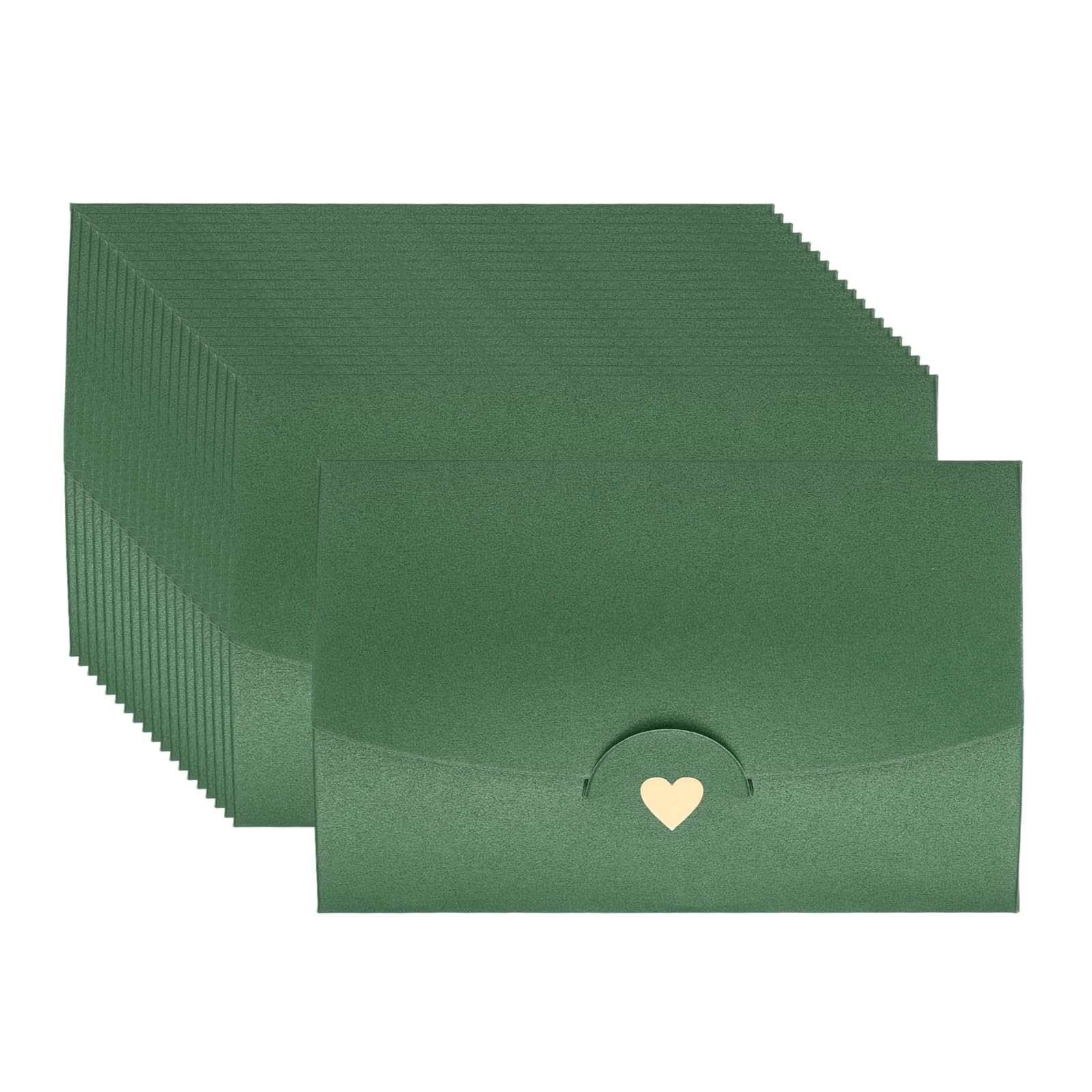PATIKIL 4 x 3 Inch Mini Card Envelopes, 20Pcs Cute Envelopes Holder with Heart Patterns for Birthday Weddings Favors Business Greeting Cards, Green