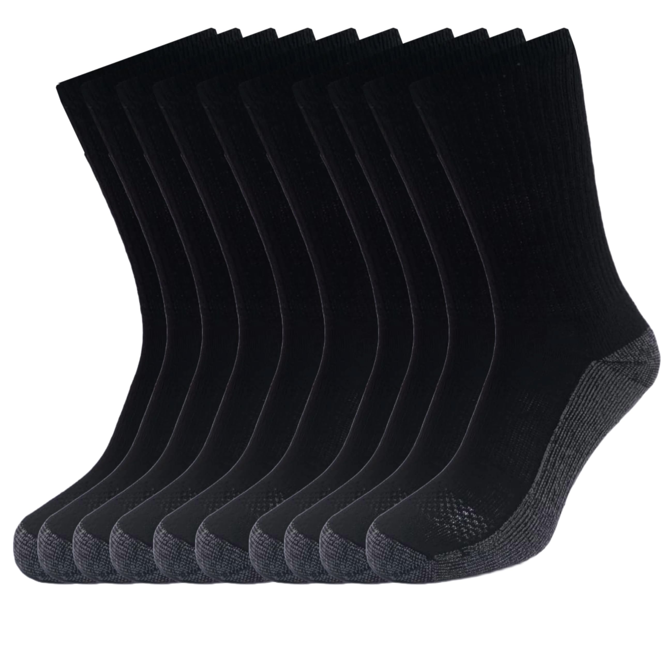CTL® Men's Big Foot Heavy Duty Work Socks (Pack of 10)-Reinforced Heel & Toe Rich Cotton Mens Crew Socks for Hiking, & Construction work - Moisture Wicking Breathable Optimal Comfort - Size UK (11-14)