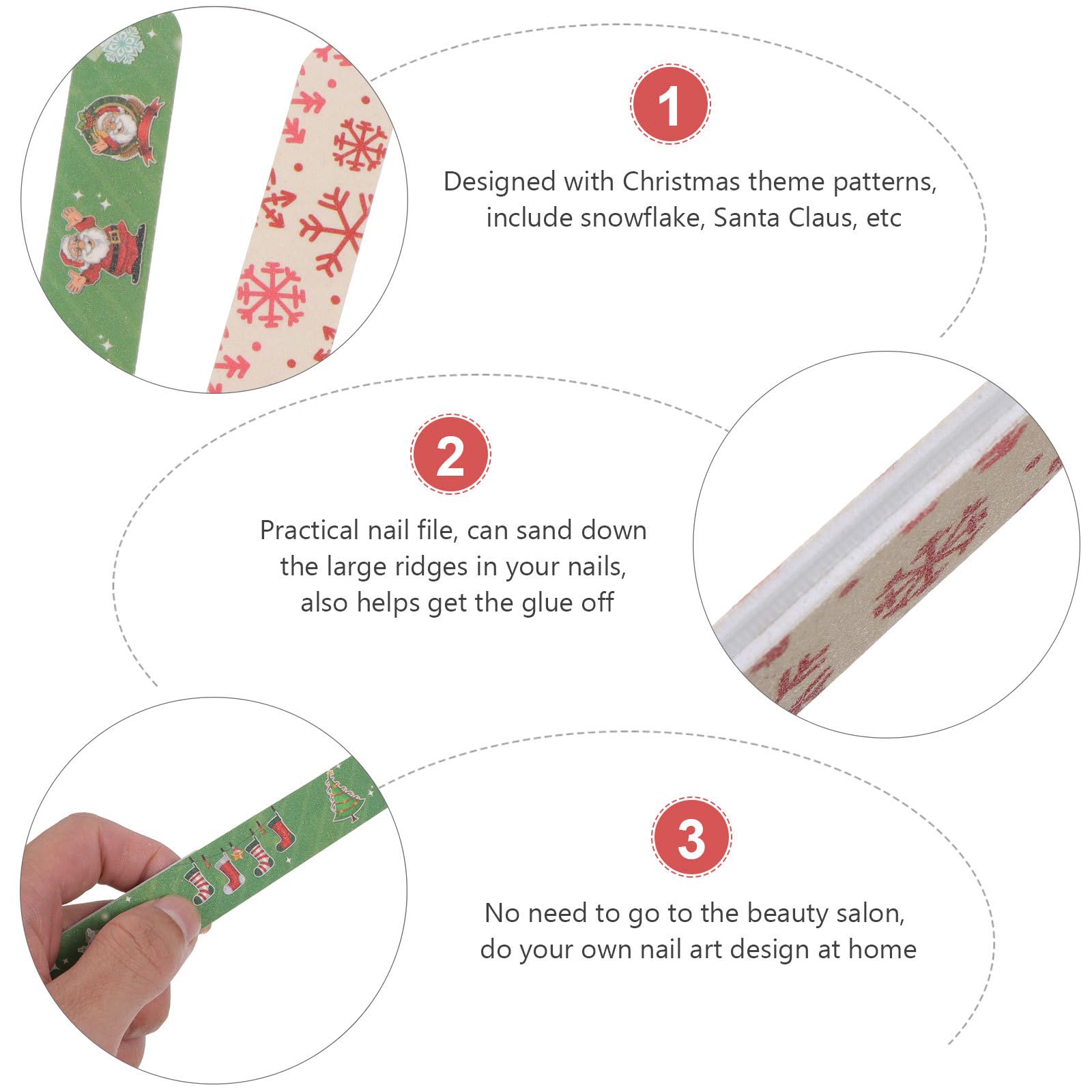 12 Stück Weihnachtsnagelfeilen mit Körnung für Maniküre und Pediküre Emery Board aus Material für Nageldesign zu Hause und Salon Zufälliger Stil
