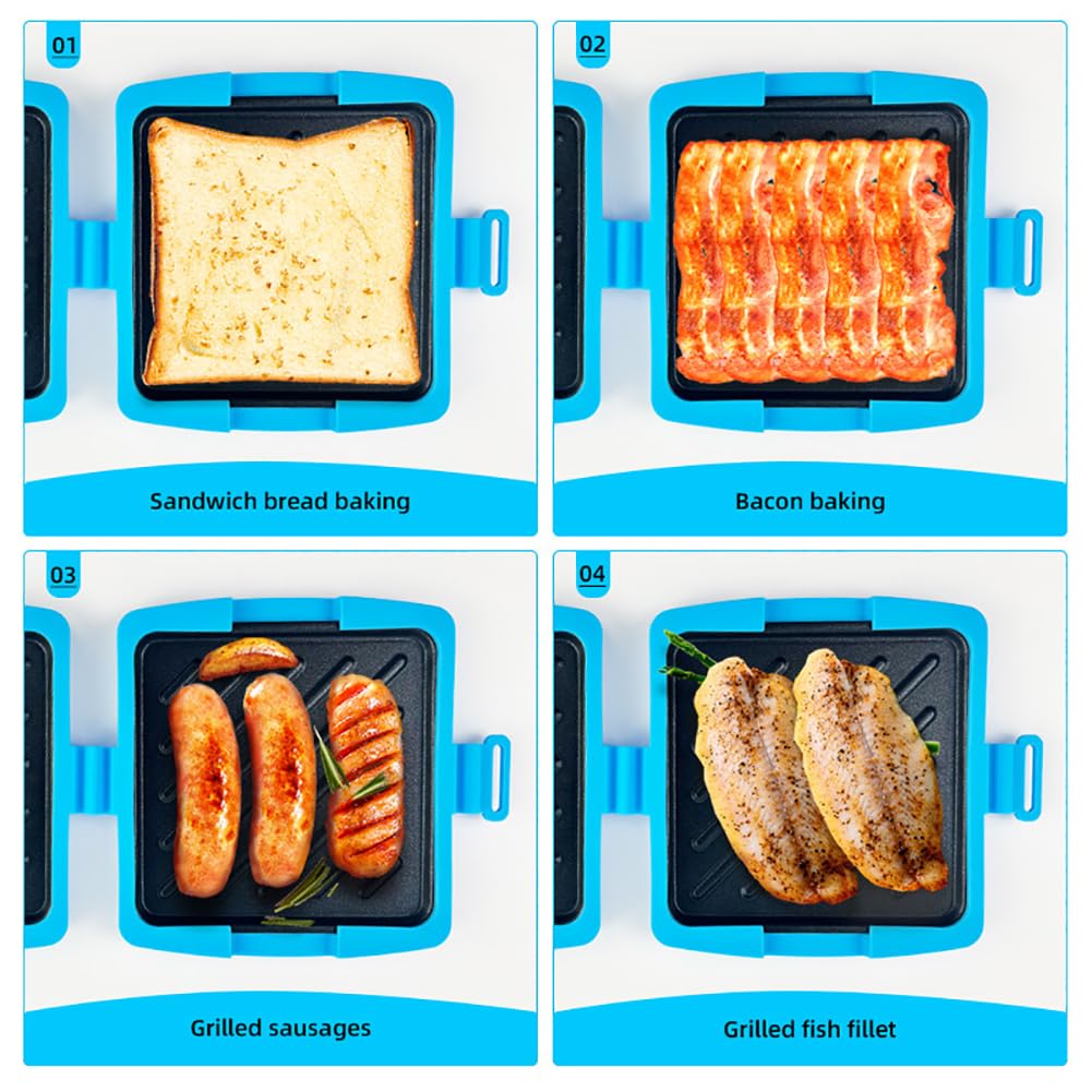 Opiekacz do kanapek w kuchence mikrofalowej, mini toster i urządzenie do robienia panini, nadaje się do mycia w zmywarce, bezprzewodowy, oszczędność czasu na szybkie śniadania