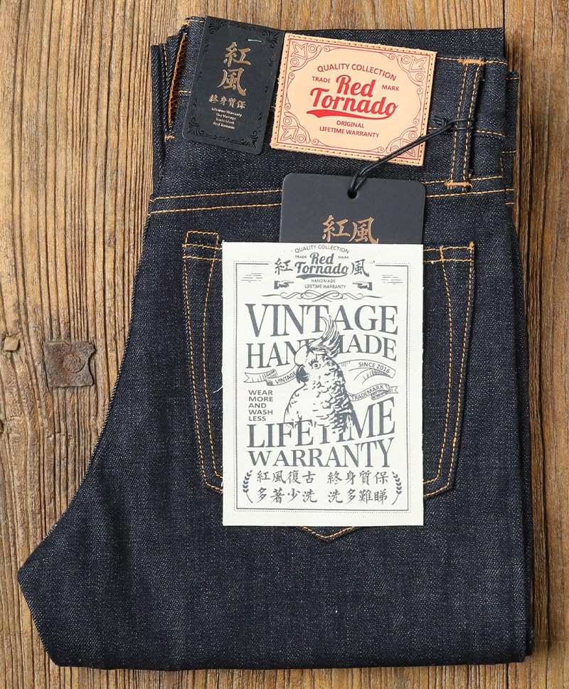 Vintage Red Tornado 16oz Men's Jeans Slim Fit Straight Leg Heavyweight Selvedge Jeans for Men Denim Pants One Wash Blue Jean2