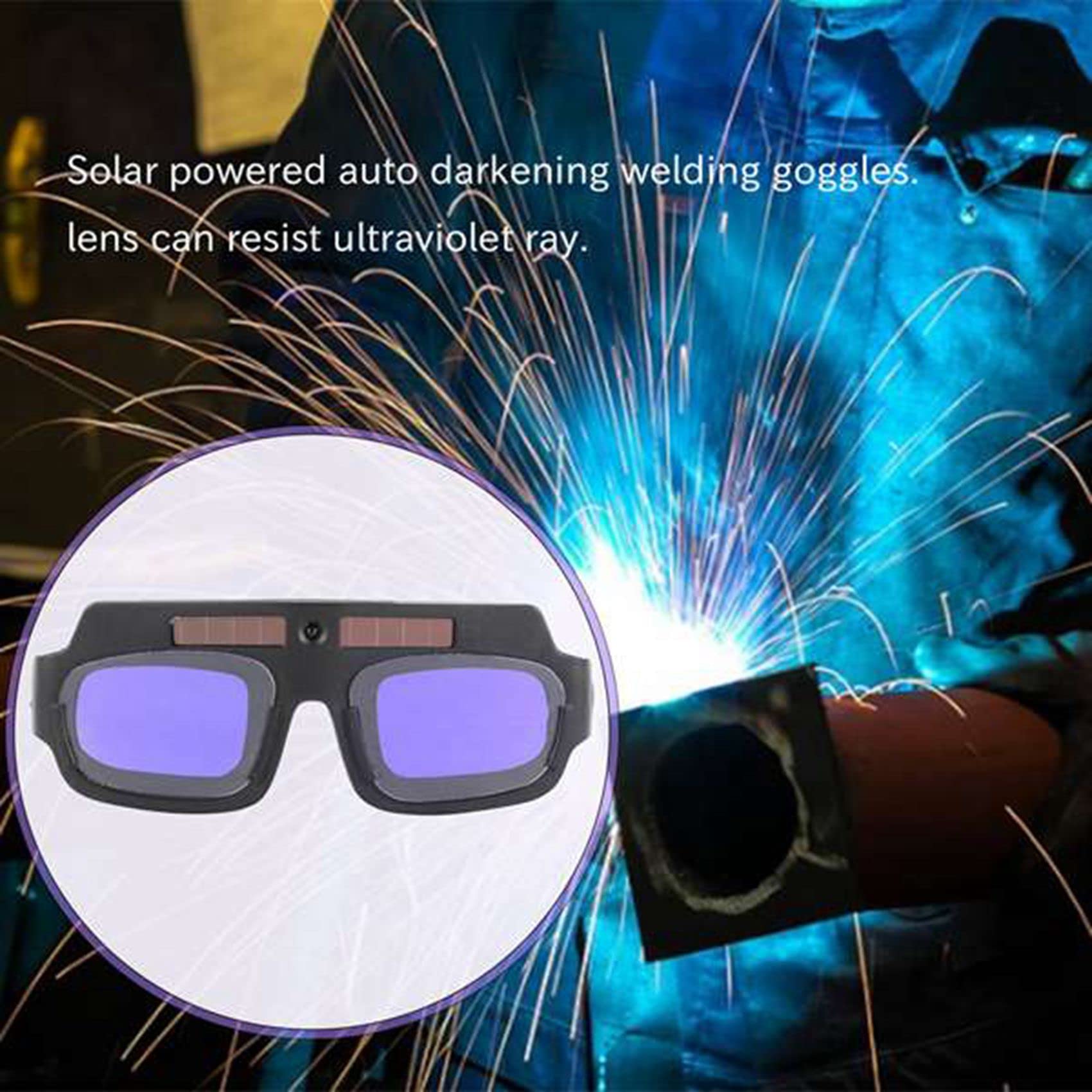 10X de Máscara de Soldadura de Oscurecimiento Automático con Energía Solar Gafas de Soldador Lente Anti- con Estuche de Almacenamiento