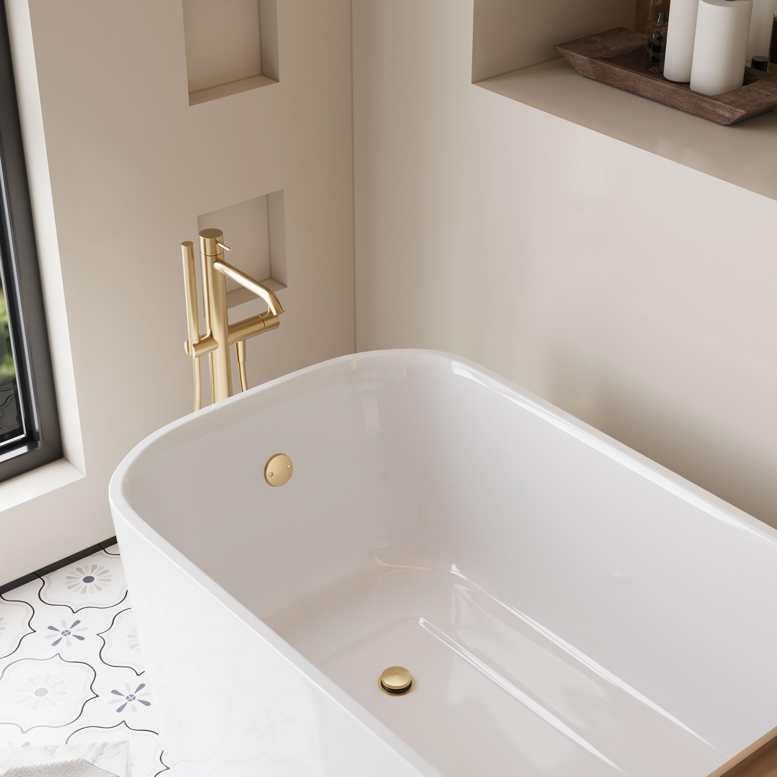 Snapklik.com : Holispa Gold Bathtub Drain Kit, All Metal Tub Drain Trim Kit