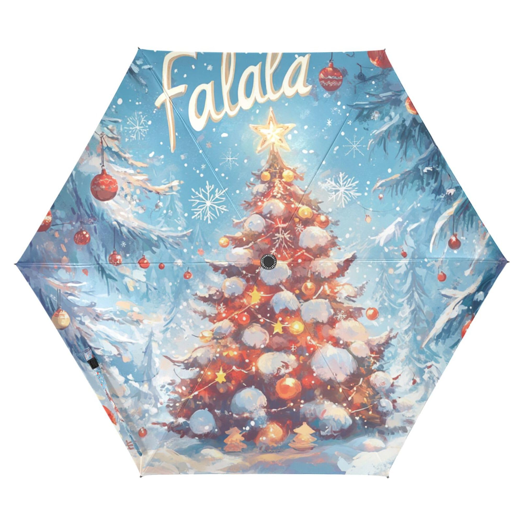 JUNZAN Christmas Snowflakes Red Xmas Tree Golf Umbrellas 39 Inch Spf 50+ Automatic Open Close Mini Umbrella for Men Outdoor Defence Accessories
