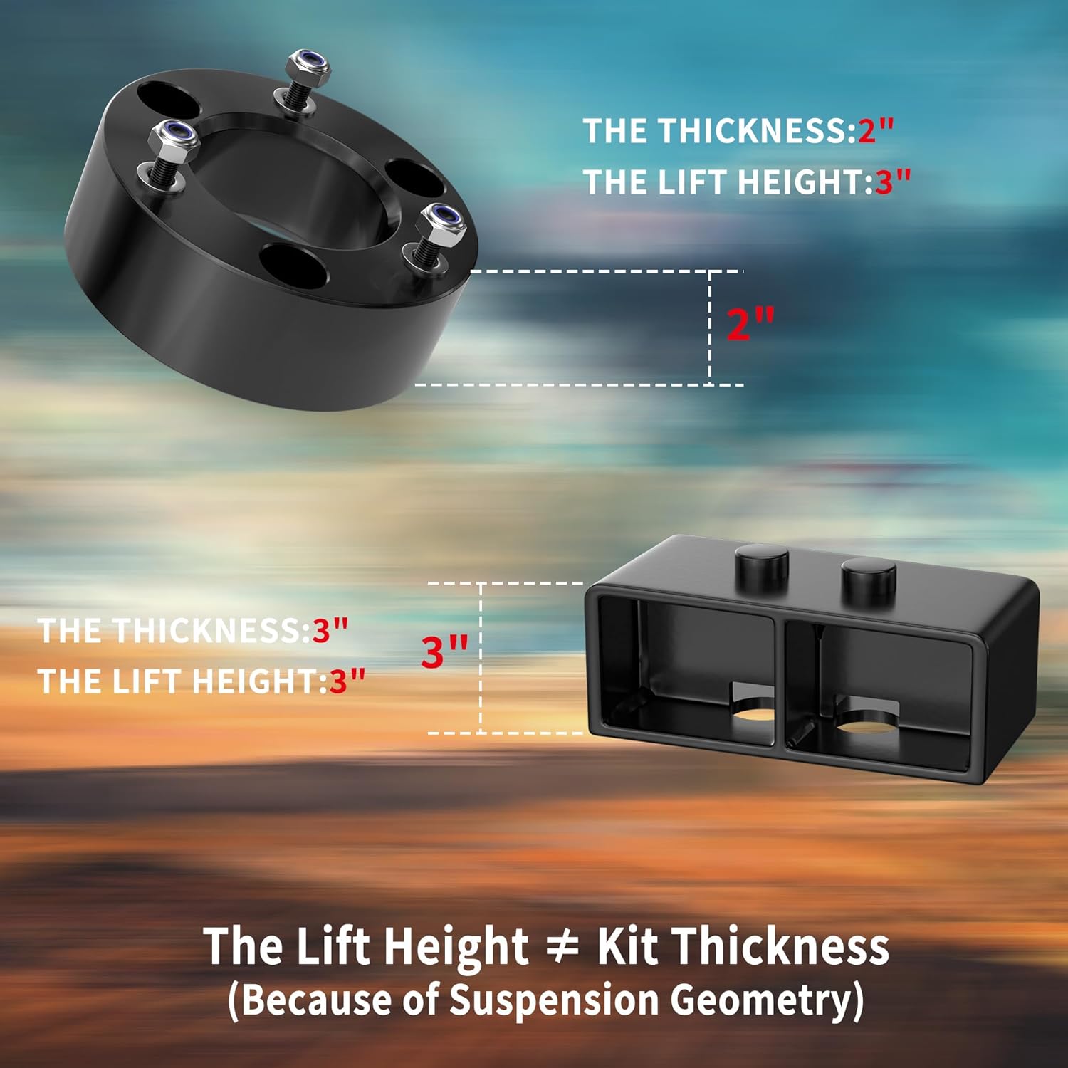 3" Front and 3" Rear Leveling Lift Kits for 2004-2020 F150 2WD 4WD, 3inch Front Strut Spacers and 3inch Rear Lift Blocks with Extended U Bolts