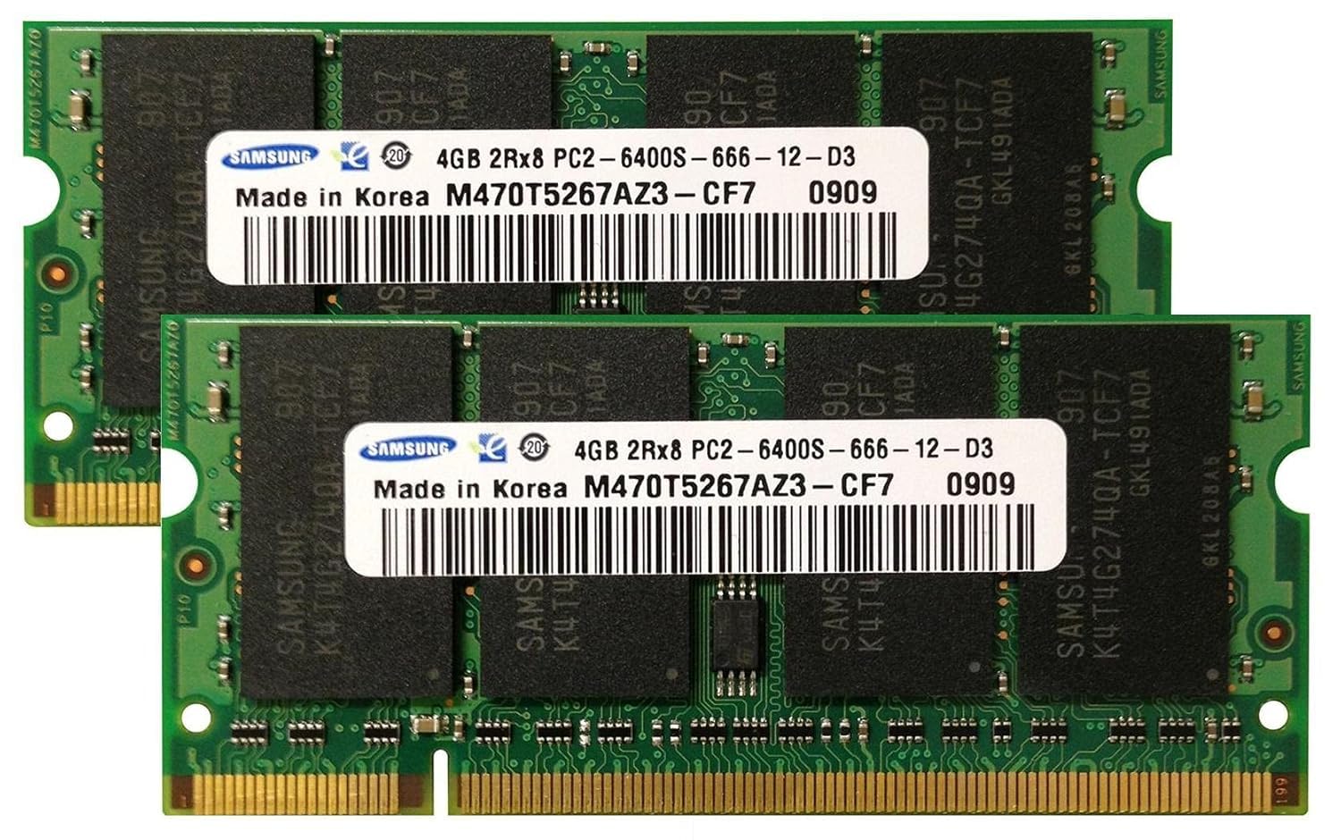 SAMSUNG DDR2 4GB x 2枚サムスンメモリノートパソコン