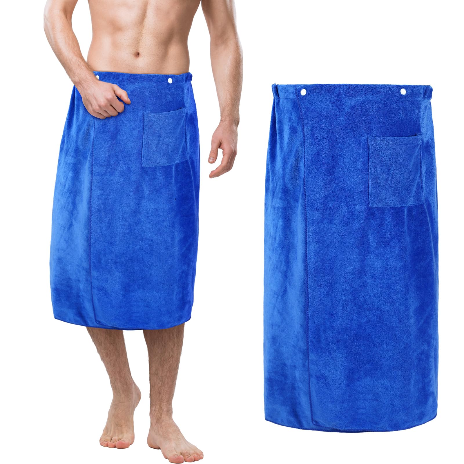 Preboun Men's Spa Sauna Wrap Towel Wearable Bath Towel with Adjustable Closure Spa Towels Blanket Shower Wrap with Snap Closure Soft Bath Wraps for Men Bathroom Pool Beach Spa Bathing Shower (Brown)