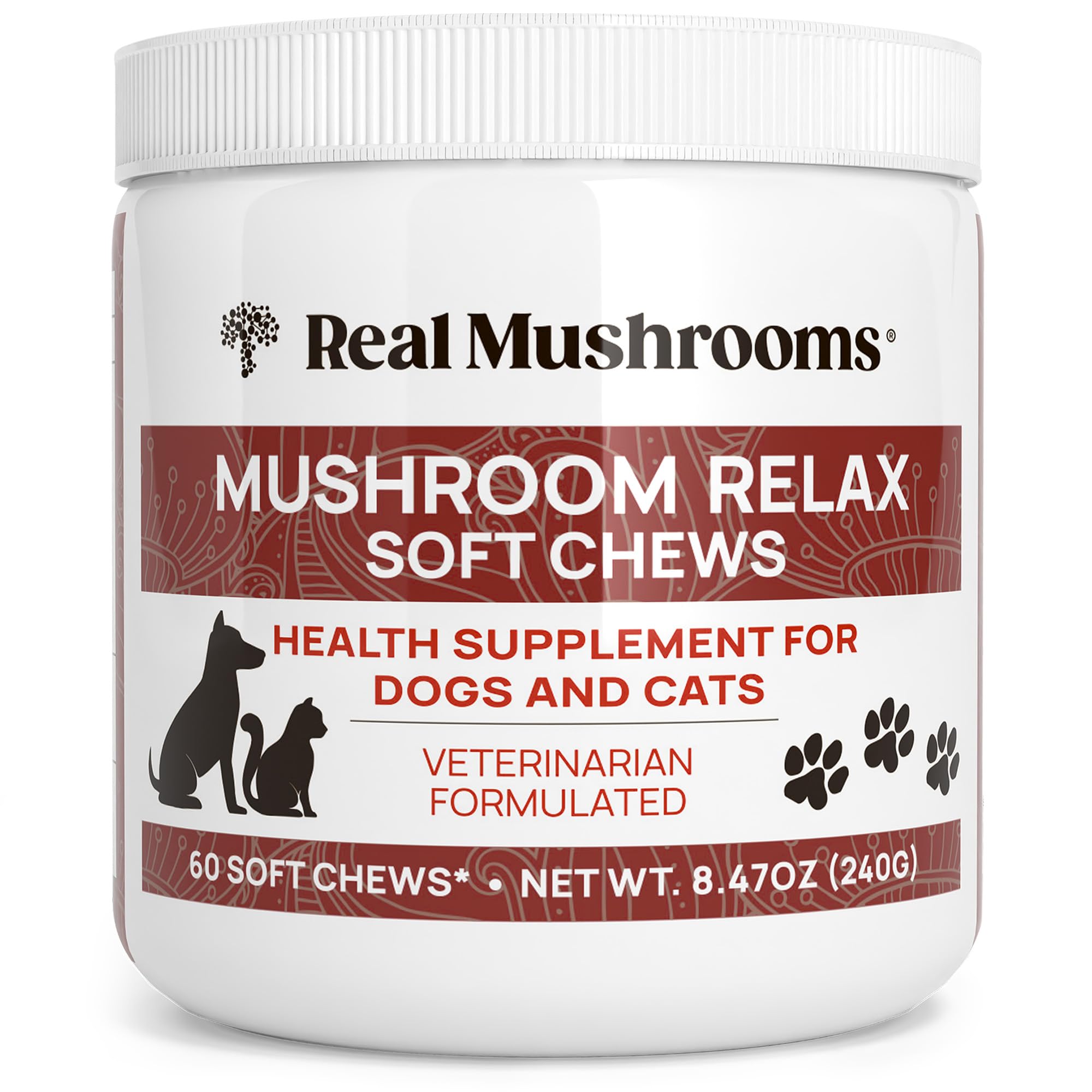 Calming Chews for Dogs & Cats – Soft Chews with Reishi & Lion’s Mane for Daily Composure – for All Breeds & Sizes – Calming Treats for Dogs: 1 Chew/20 lb Daily; Cats: ¼ Chew Twice Daily – 60 Count