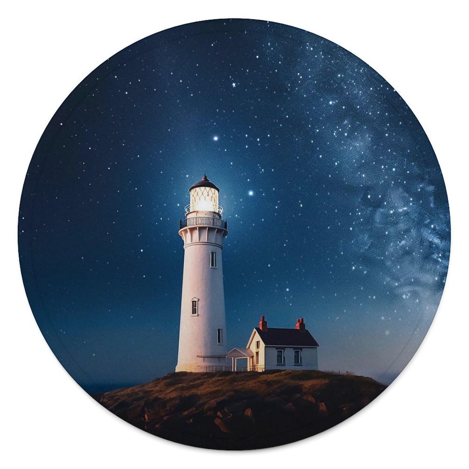 Couverture de plage ronde en microfibre coton Lighthouse 150 cm avec franges