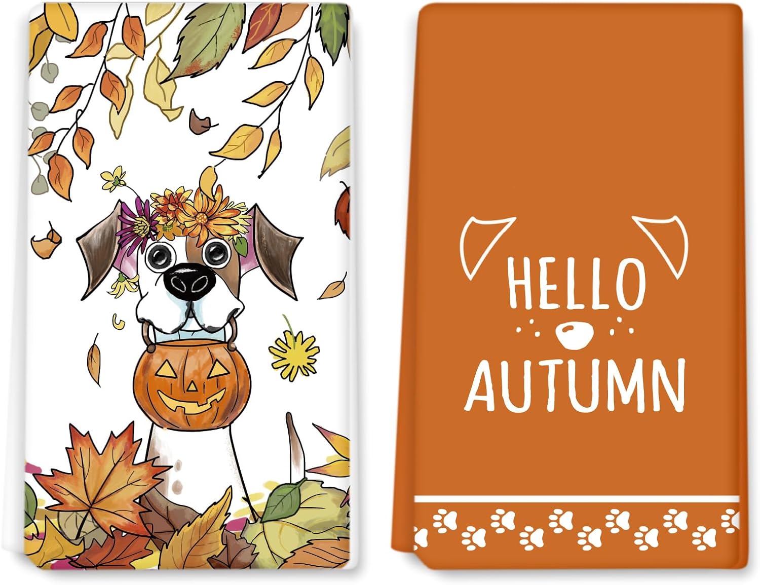 2 Herbst Küchentücher Mit Kürbis-Motiv - 45x70cm Mikrofaser